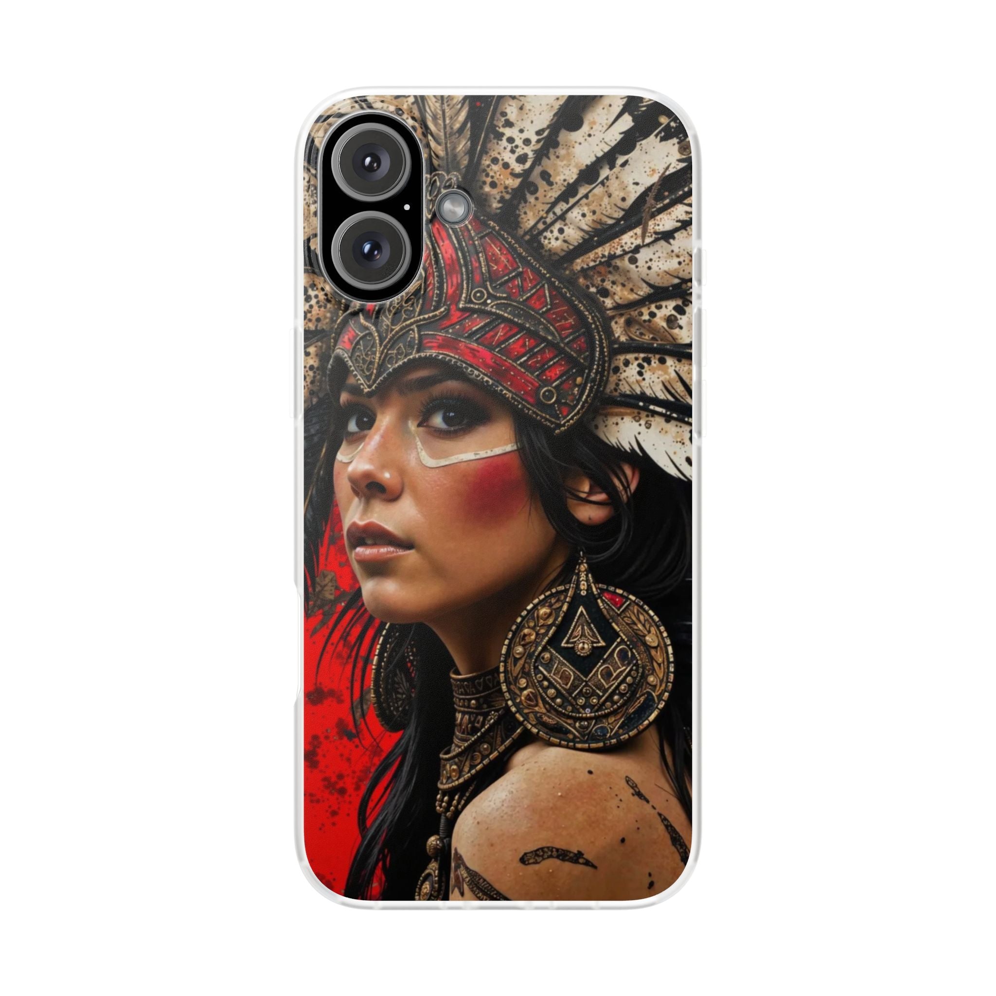 Aztec Moon Goddess – Flexi Phone Case (iPhone & Samsung • Clear TPU • Made in USA • Personalized Option)