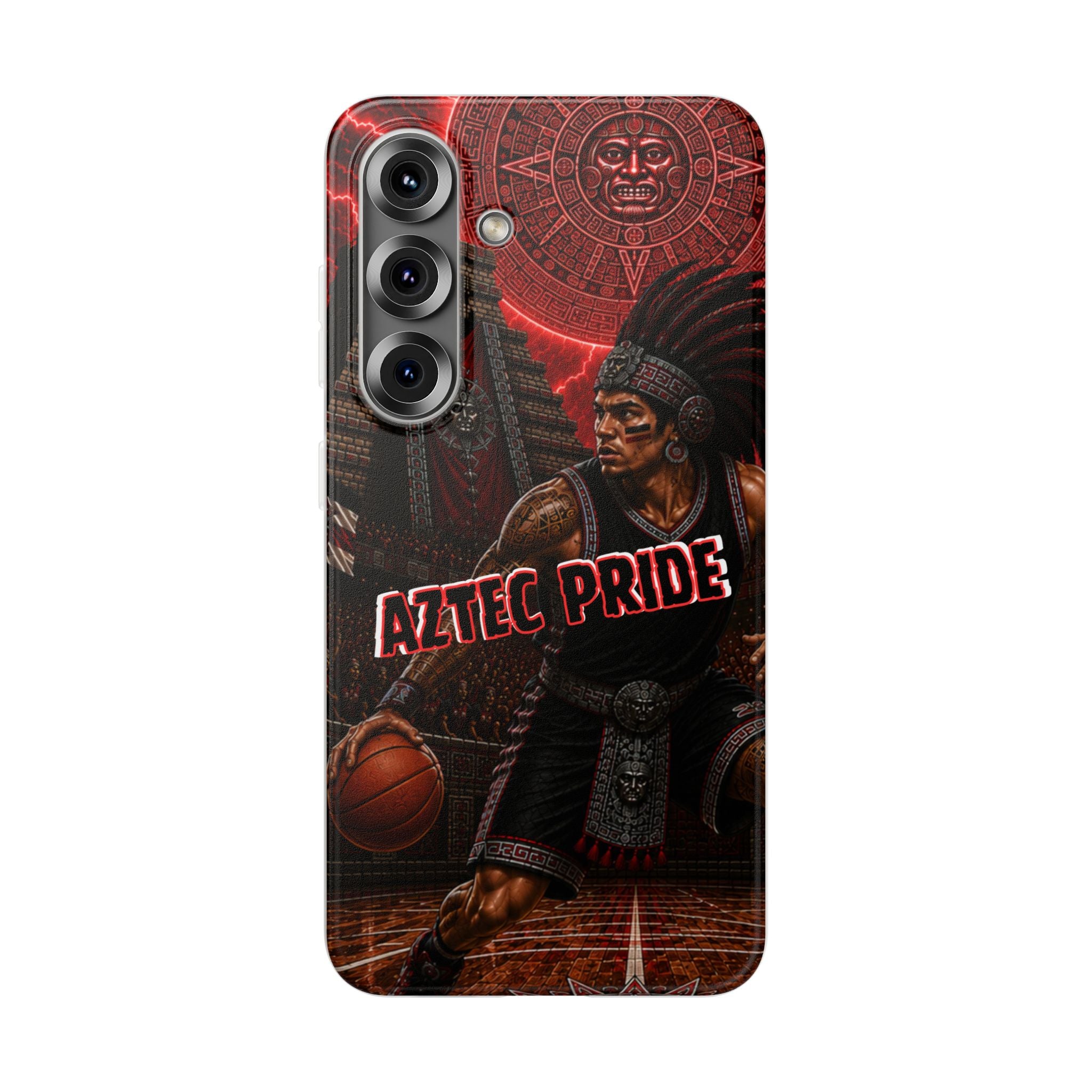Aztec Basketall Warrior – Flexi Phone Case (iPhone & Samsung • Clear TPU • Made & Shipped in the USA • 🚚 FREE USA Shipping • Personalized Option)