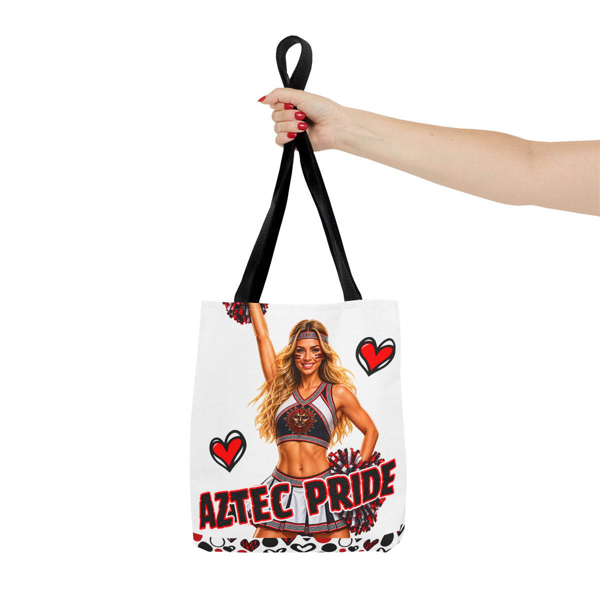 Aztec Cheerleader Warrior Tote Bag | Aztec-Inspired AI Art • Made & Shipped in the USA • 🚚 FREE USA Shipping • FREE Personalization