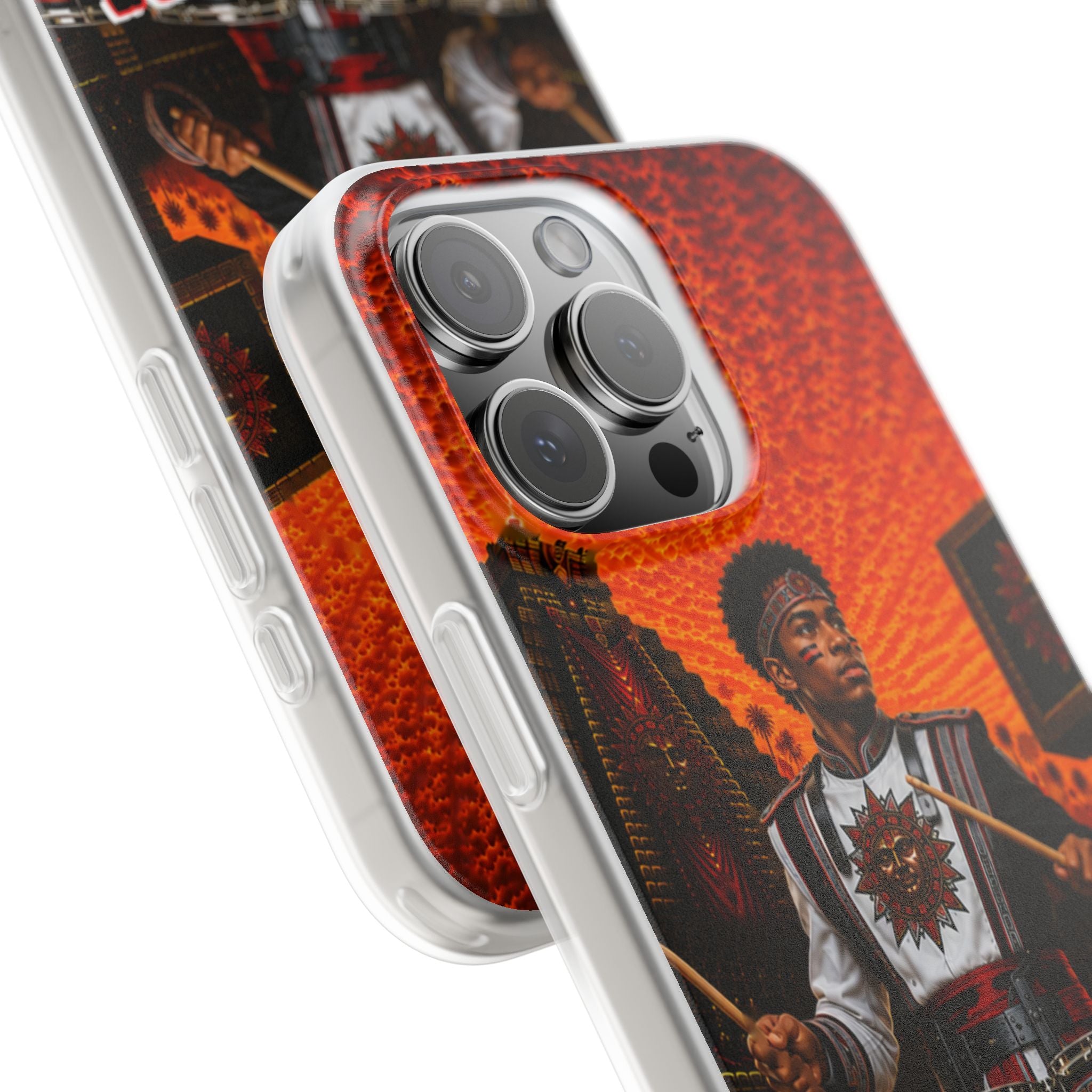 Aztec Band Warrior – Flexi Phone Case (iPhone & Samsung • Clear TPU • Made & Shipped in the USA • 🚚 FREE USA Shipping • Personalized Option)