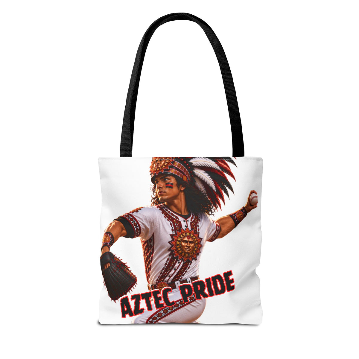 Aztec Baseball Warrior Tote Bag | Aztec-Inspired AI Art • Made & Shipped in the USA • 🚚 FREE USA Shipping • FREE Personalization