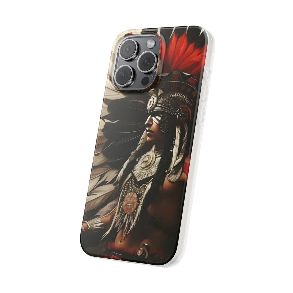 Aztec Fierce Warrior – Flexi Phone Case (iPhone & Samsung • Clear TPU • Made in USA • Personalized Option)