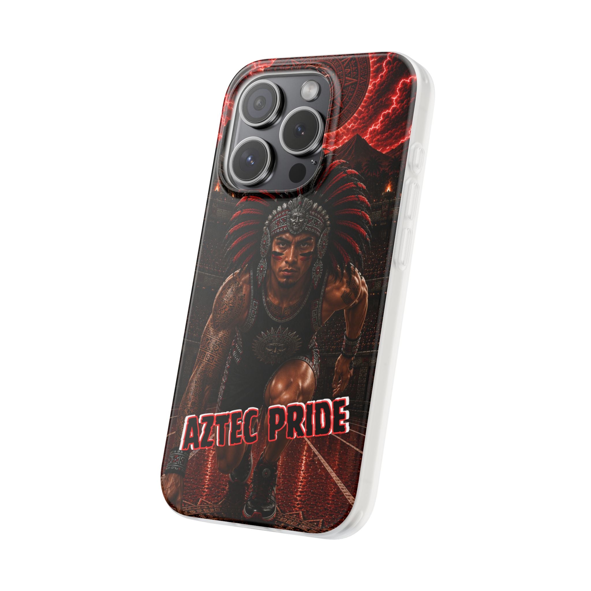 Aztec Track & Field Male Warrior – Flexi Phone Case (iPhone & Samsung • Clear TPU • Made & Shipped in the USA • 🚚 FREE USA Shipping • Personalized Option)