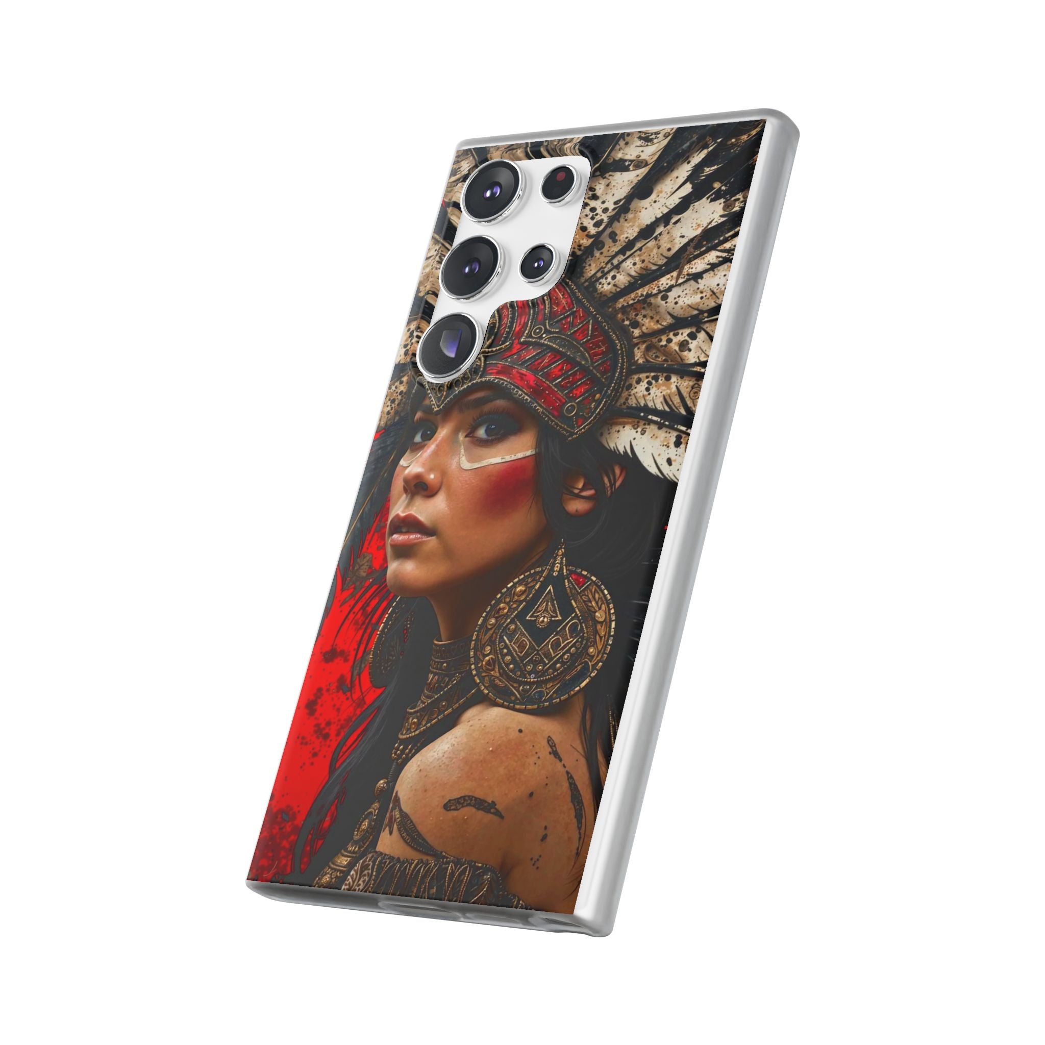Aztec Moon Goddess – Flexi Phone Case (iPhone & Samsung • Clear TPU • Made in USA • Personalized Option)