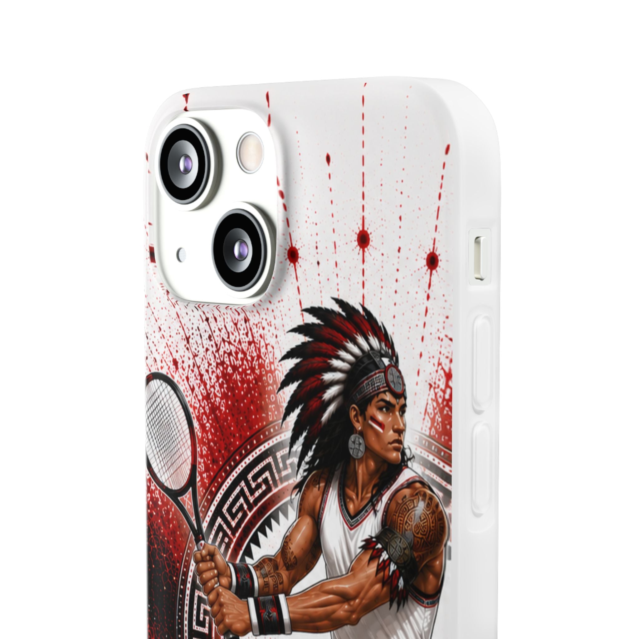 Aztec Tennis Male Warrior – Flexi Phone Case (iPhone & Samsung • Clear TPU • Made & Shipped in the USA • 🚚 FREE USA Shipping • Personalized Option)