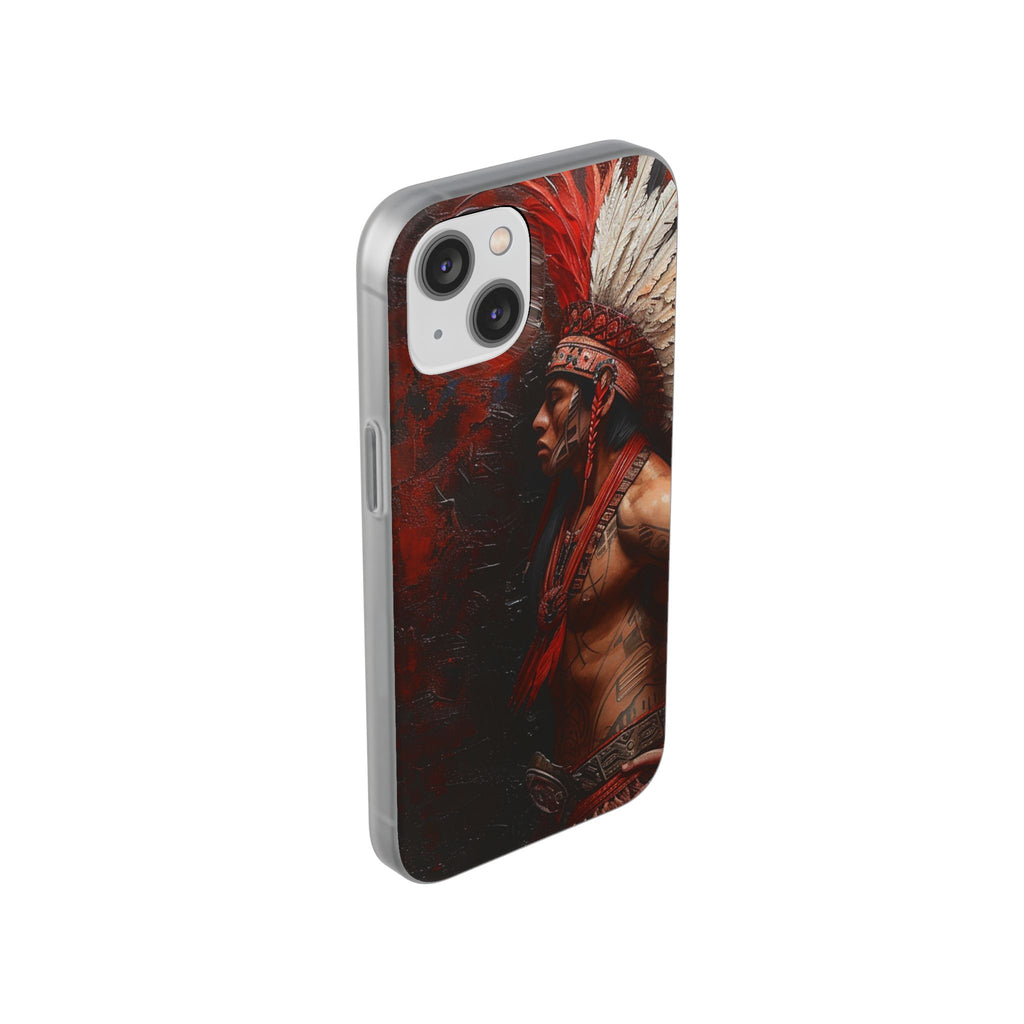 Aztec Noble Warrior – Flexi Phone Case (iPhone & Samsung • Clear TPU • Made in USA • Personalized Option)