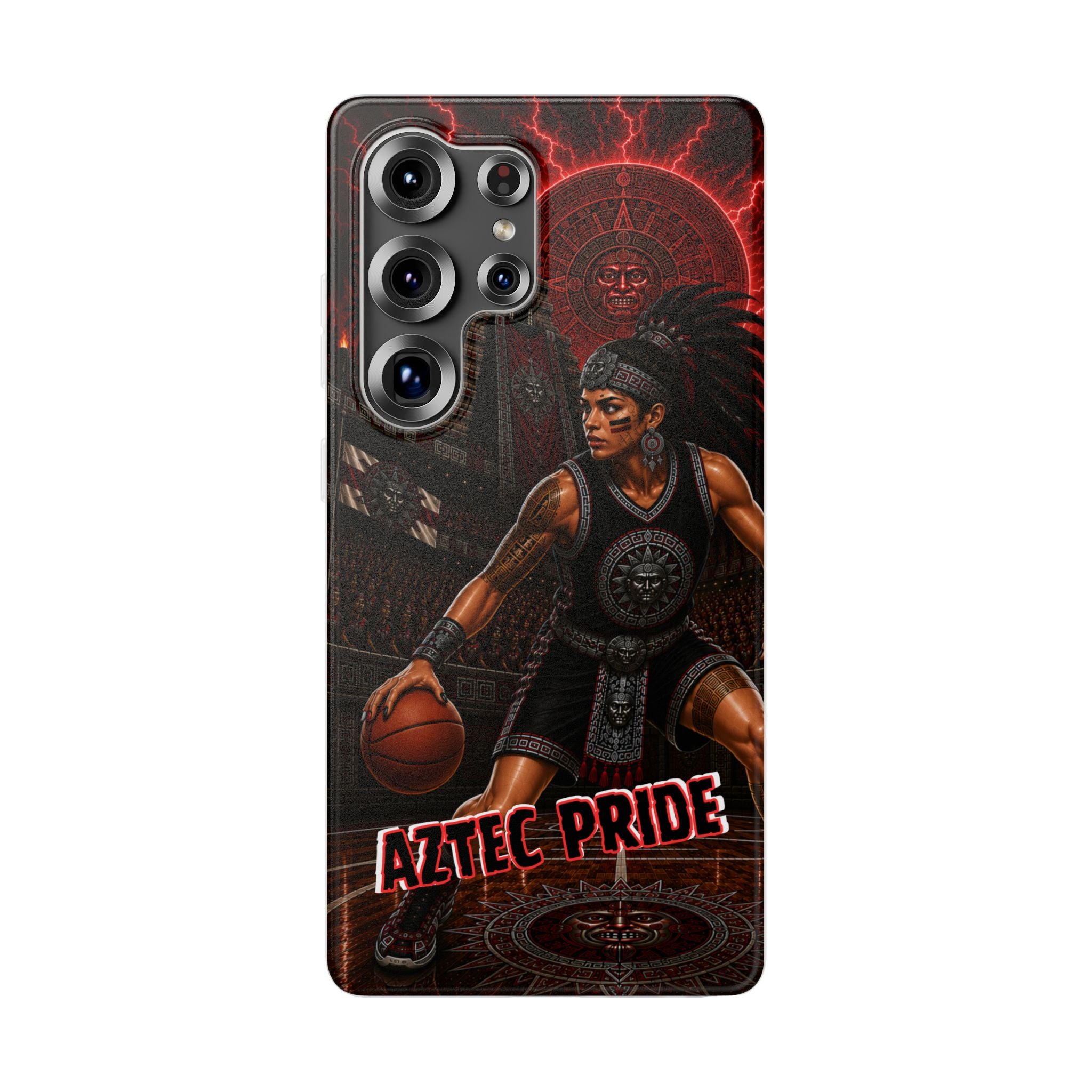 Aztec Basketball Female Warrior – Flexi Phone Case (iPhone & Samsung • Clear TPU • Made & Shipped in the USA • 🚚 FREE USA Shipping • Personalized Option)