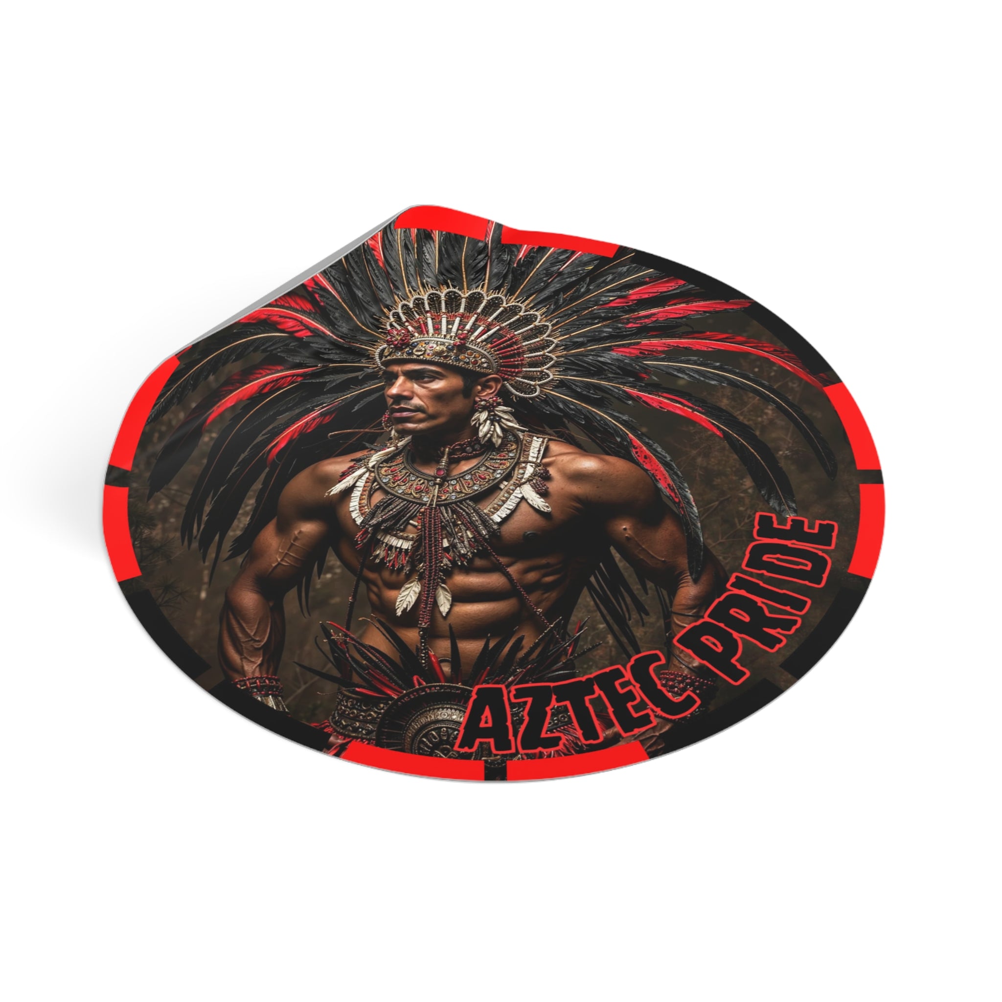 Aztec Sun Guardian Round Vinyl Sticker – Waterproof Matte Decal (2”–6”)