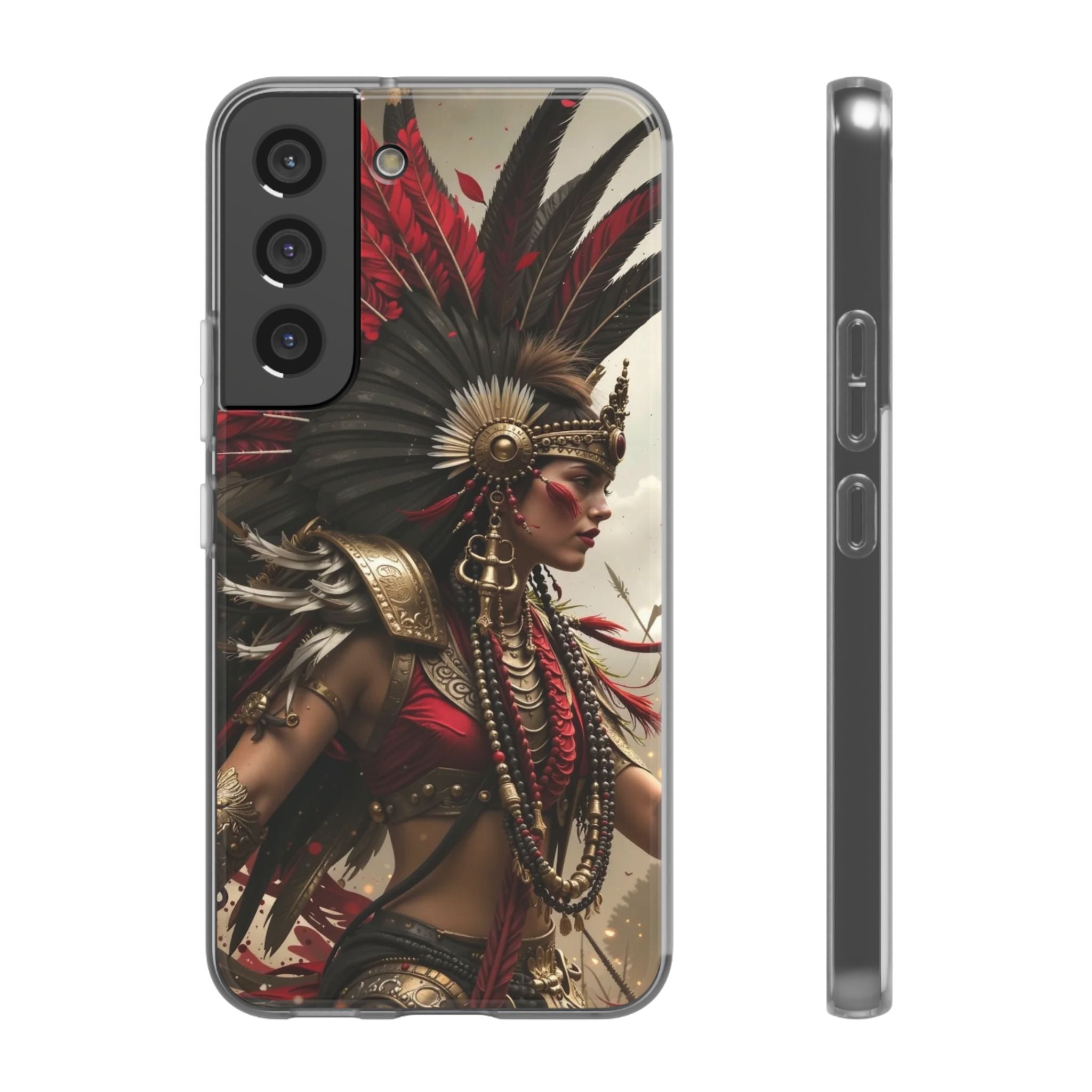 Aztec Warrior Queen – Flexi Phone Case (iPhone & Samsung • Clear TPU • Made in USA • Personalized Option)