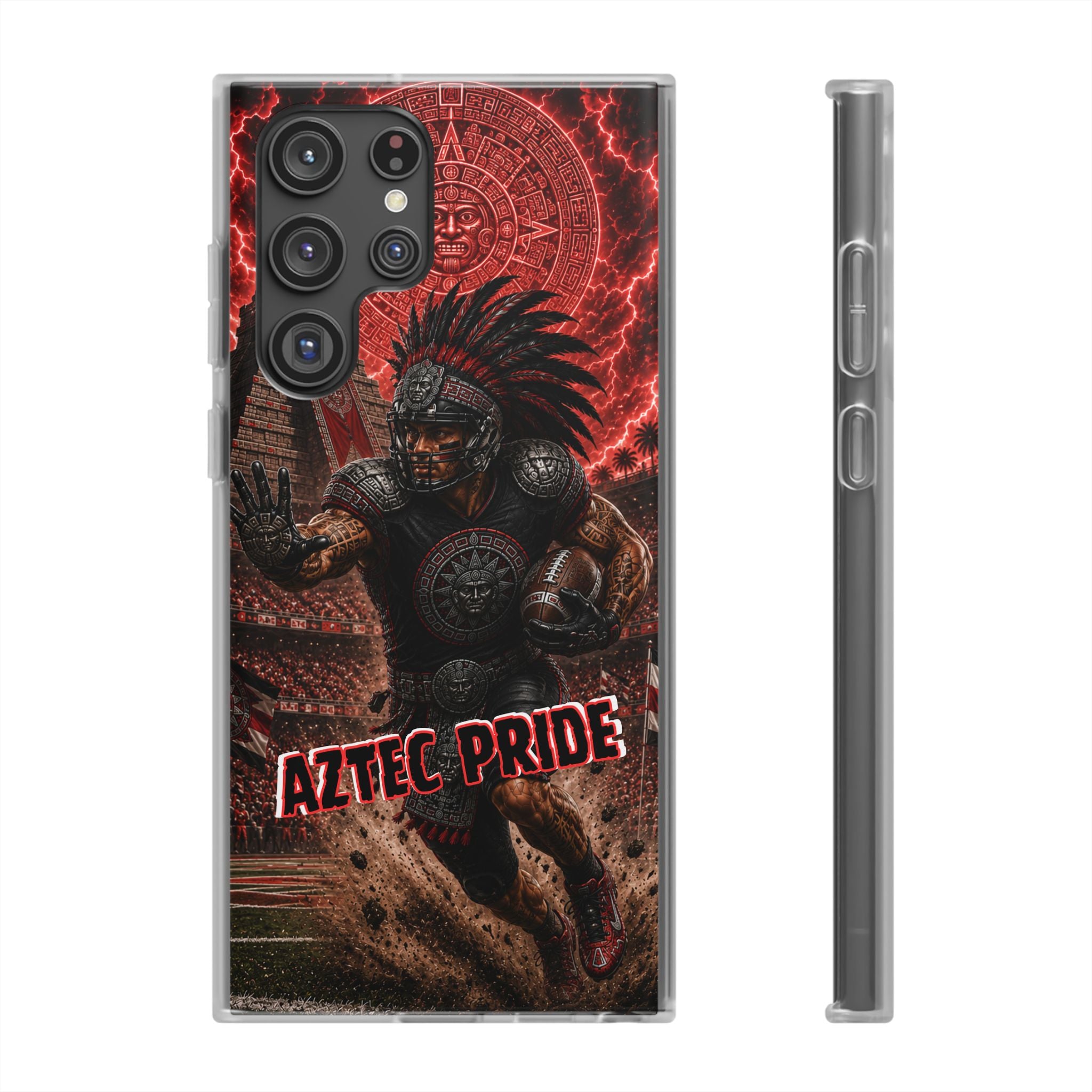 Aztec Football Warrior – Flexi Phone Case (iPhone & Samsung • Clear TPU • Made in USA • Personalized Option)