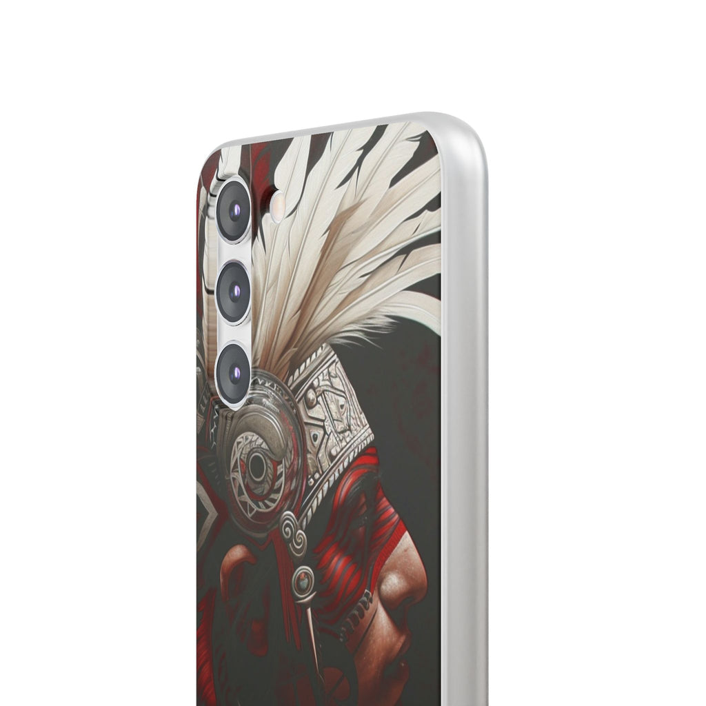 Aztec Warrior King – Flexi Phone Case (iPhone & Samsung • Clear TPU • Made in USA • Personalized Option)