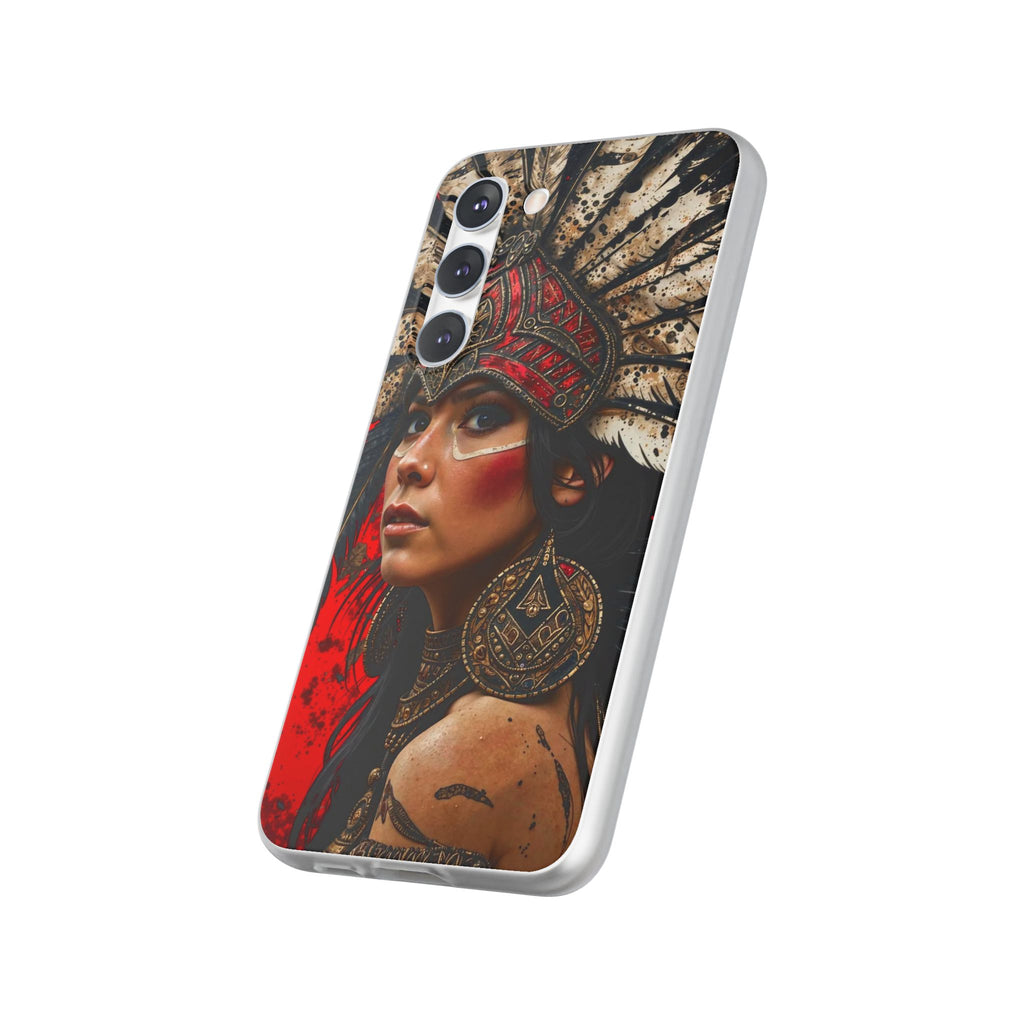 Aztec Moon Goddess – Flexi Phone Case (iPhone & Samsung • Clear TPU • Made in USA • Personalized Option)
