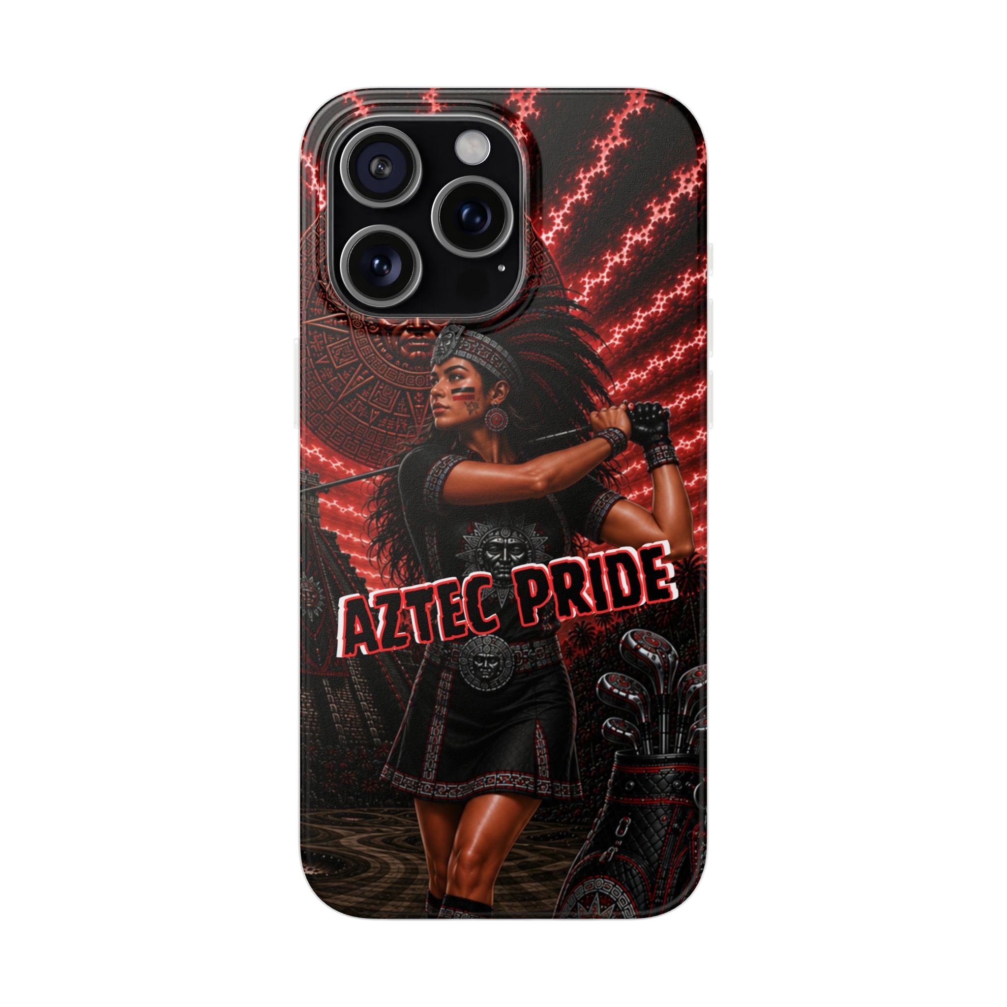 Aztec Golf Female Warrior – Flexi Phone Case (iPhone & Samsung • Clear TPU • Made & Shipped in the USA • 🚚 FREE USA Shipping • Personalized Option)