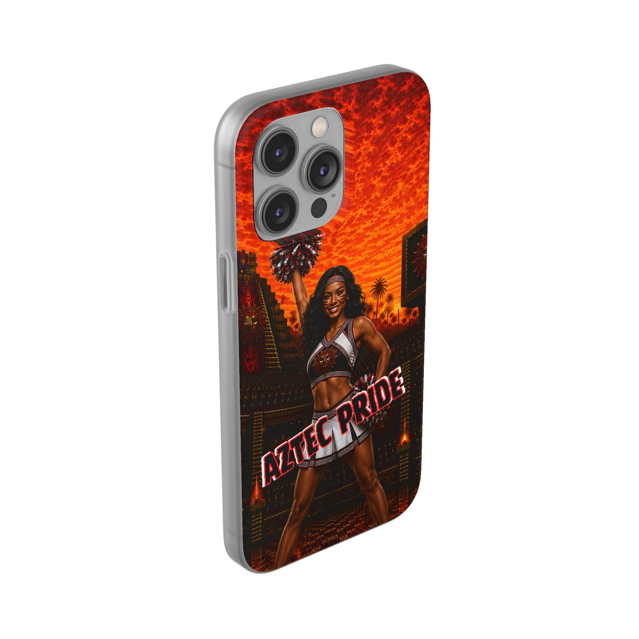 Aztec Cheerleader Warrior – Flexi Phone Case (iPhone & Samsung • Clear TPU • Made & Shipped in the USA • 🚚 FREE USA Shipping • Personalized Option)