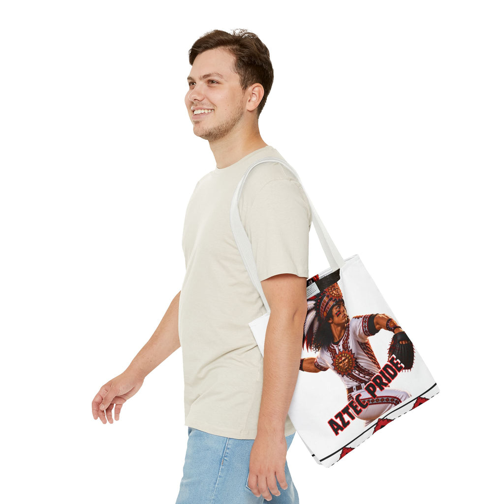Aztec Baseball Warrior Tote Bag | Aztec-Inspired AI Art • Made & Shipped in the USA • 🚚 FREE USA Shipping • FREE Personalization