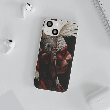 Aztec Warrior King – Flexi Phone Case (iPhone & Samsung • Clear TPU • Made in USA • Personalized Option)