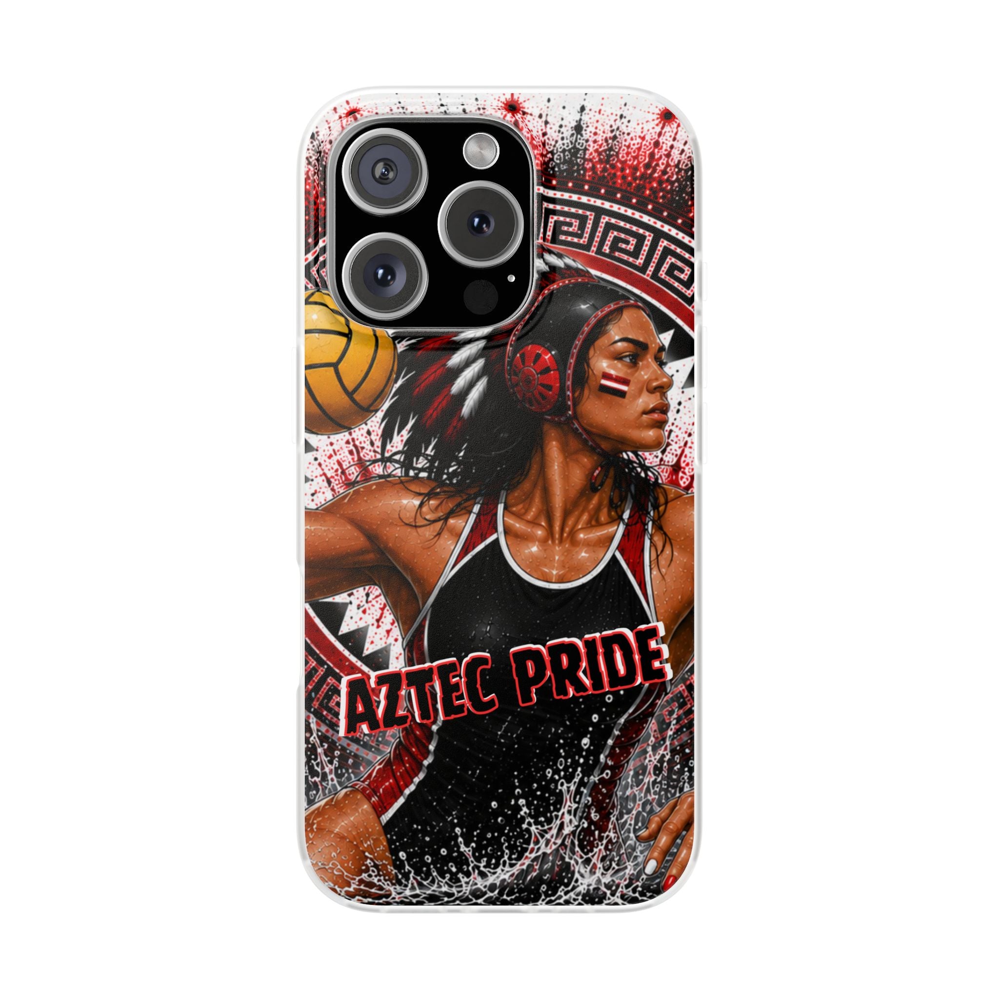 Aztec Water Polo Warrior – Flexi Phone Case (iPhone & Samsung • Clear TPU • Made in USA • Personalized Option)