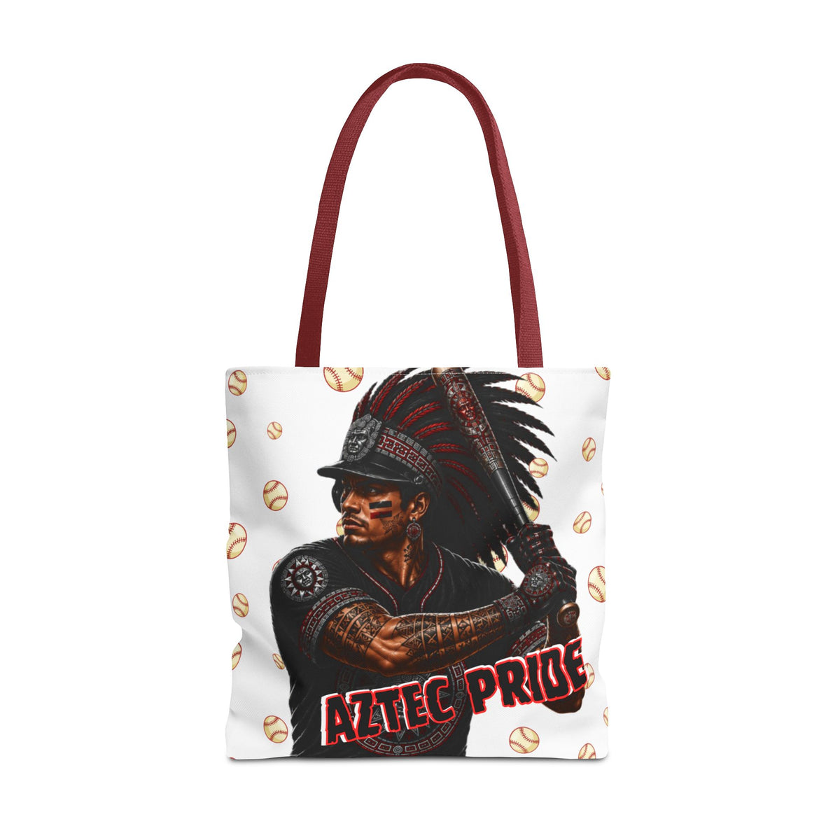 Aztec Baseball Warrior Tote Bag | Aztec-Inspired AI Art • Made & Shipped in the USA • 🚚 FREE USA Shipping • FREE Personalization
