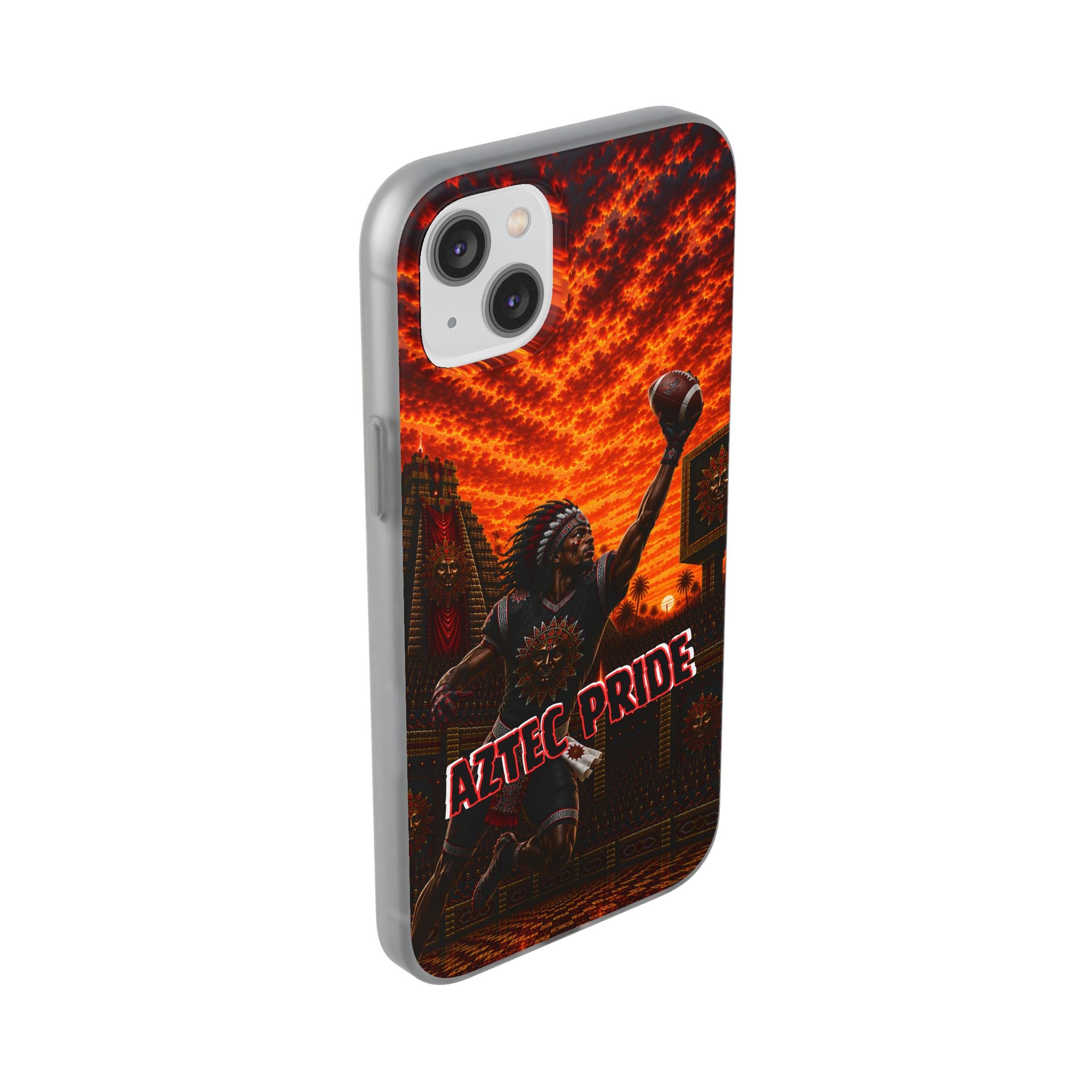 Aztec Football Warrior – Flexi Phone Case (iPhone & Samsung • Clear TPU • Made & Shipped in the USA • 🚚 FREE USA Shipping • Personalized Option)