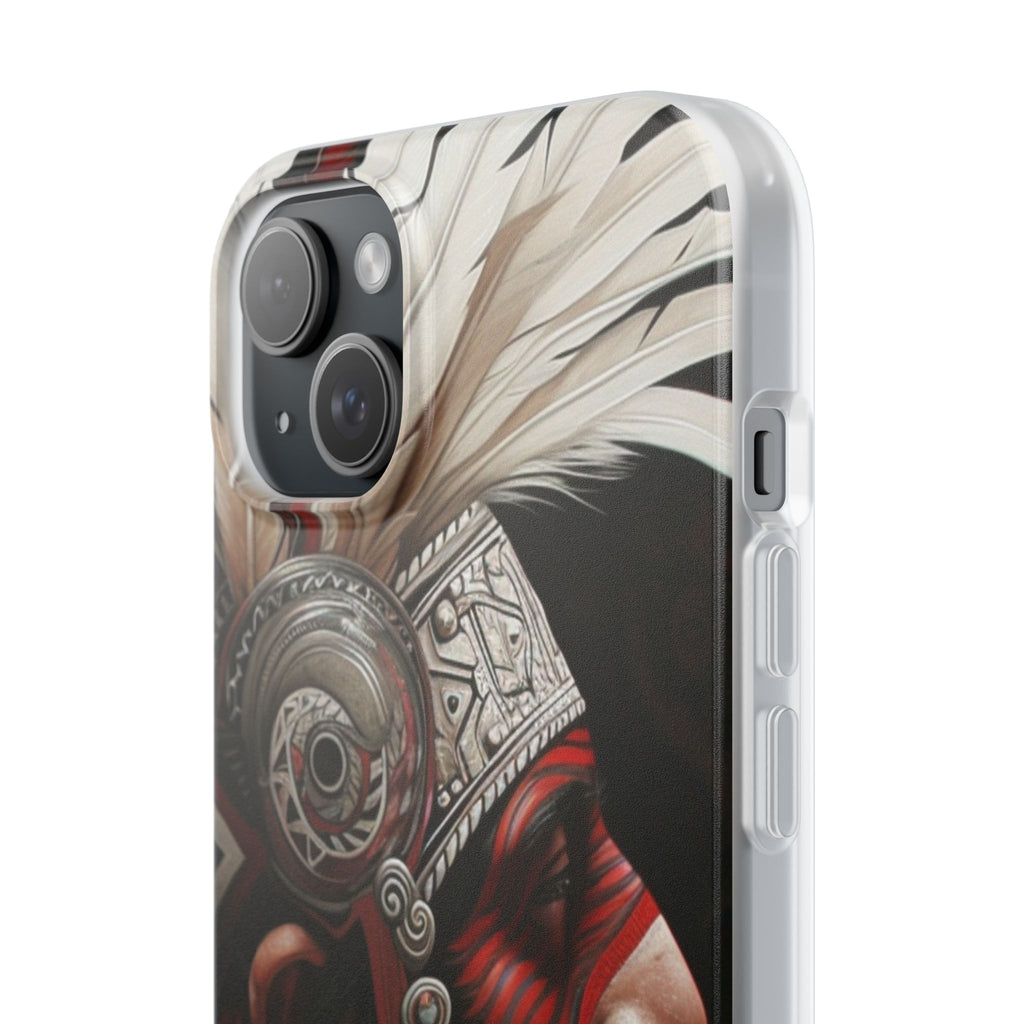 Aztec Warrior King – Flexi Phone Case (iPhone & Samsung • Clear TPU • Made in USA • Personalized Option)