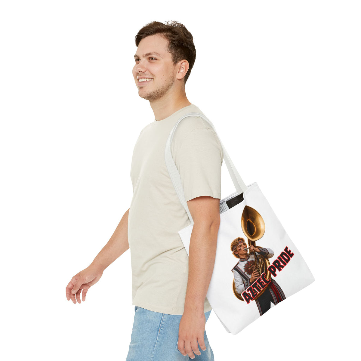 Aztec Band Warrior Tote Bag | Aztec-Inspired AI Art • Made & Shipped in the USA • 🚚 FREE USA Shipping • FREE Personalization