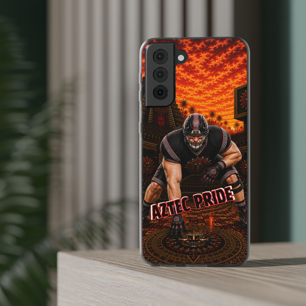 Aztec Football Warrior – Flexi Phone Case (iPhone & Samsung • Clear TPU • Made & Shipped in the USA • 🚚 FREE USA Shipping • Personalized Option)