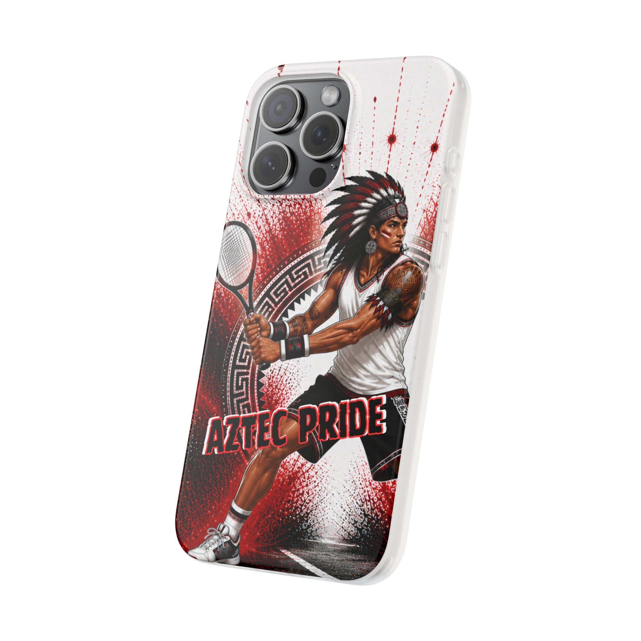 Aztec Tennis Male Warrior – Flexi Phone Case (iPhone & Samsung • Clear TPU • Made & Shipped in the USA • 🚚 FREE USA Shipping • Personalized Option)