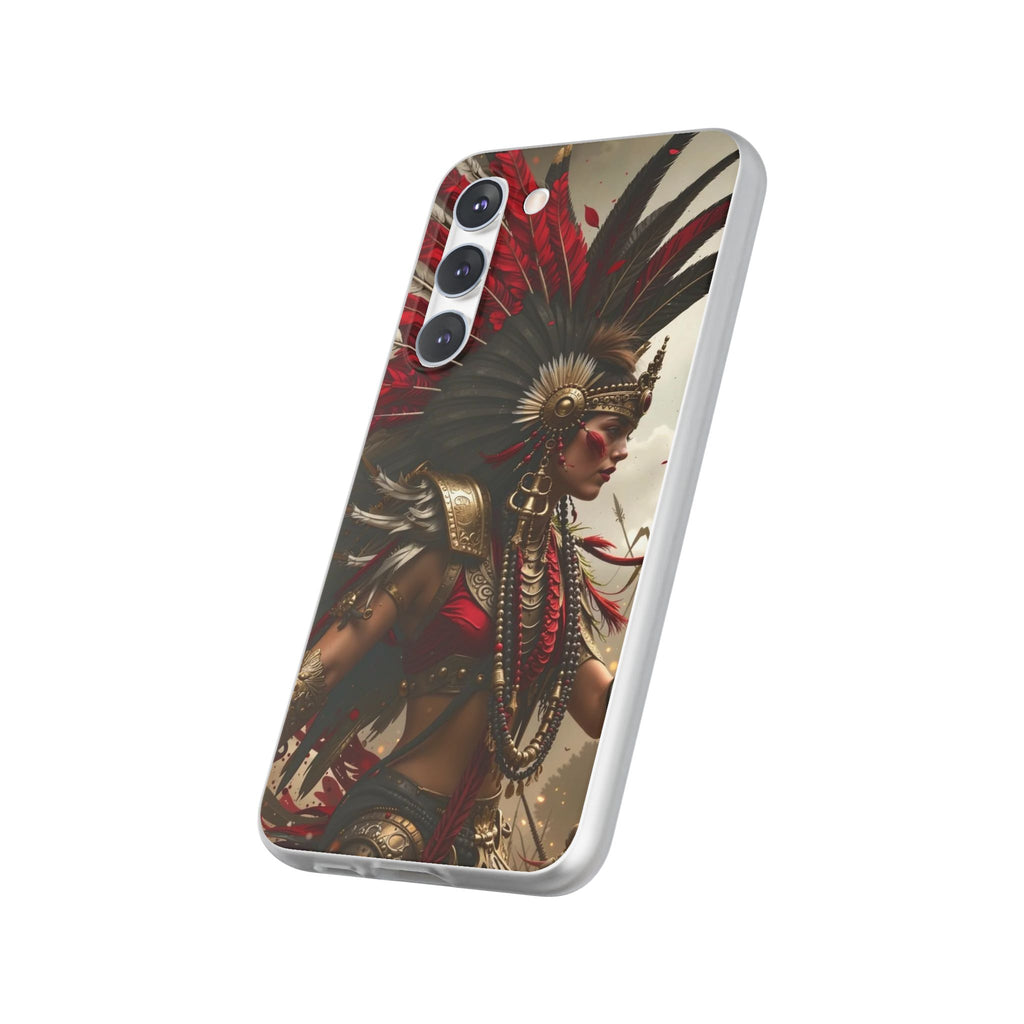 Aztec Warrior Queen – Flexi Phone Case (iPhone & Samsung • Clear TPU • Made in USA • Personalized Option)