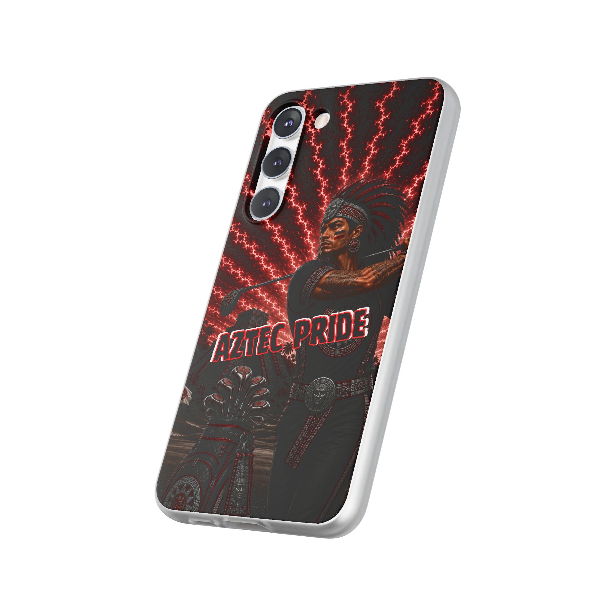 Aztec Golf Male Warrior – Flexi Phone Case (iPhone & Samsung • Clear TPU • Made & Shipped in the USA • 🚚 FREE USA Shipping • Personalized Option)