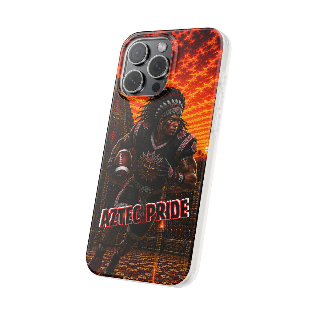 Aztec Football Warrior – Flexi Phone Case (iPhone & Samsung • Clear TPU • Made & Shipped in the USA • 🚚 FREE USA Shipping • Personalized Option)