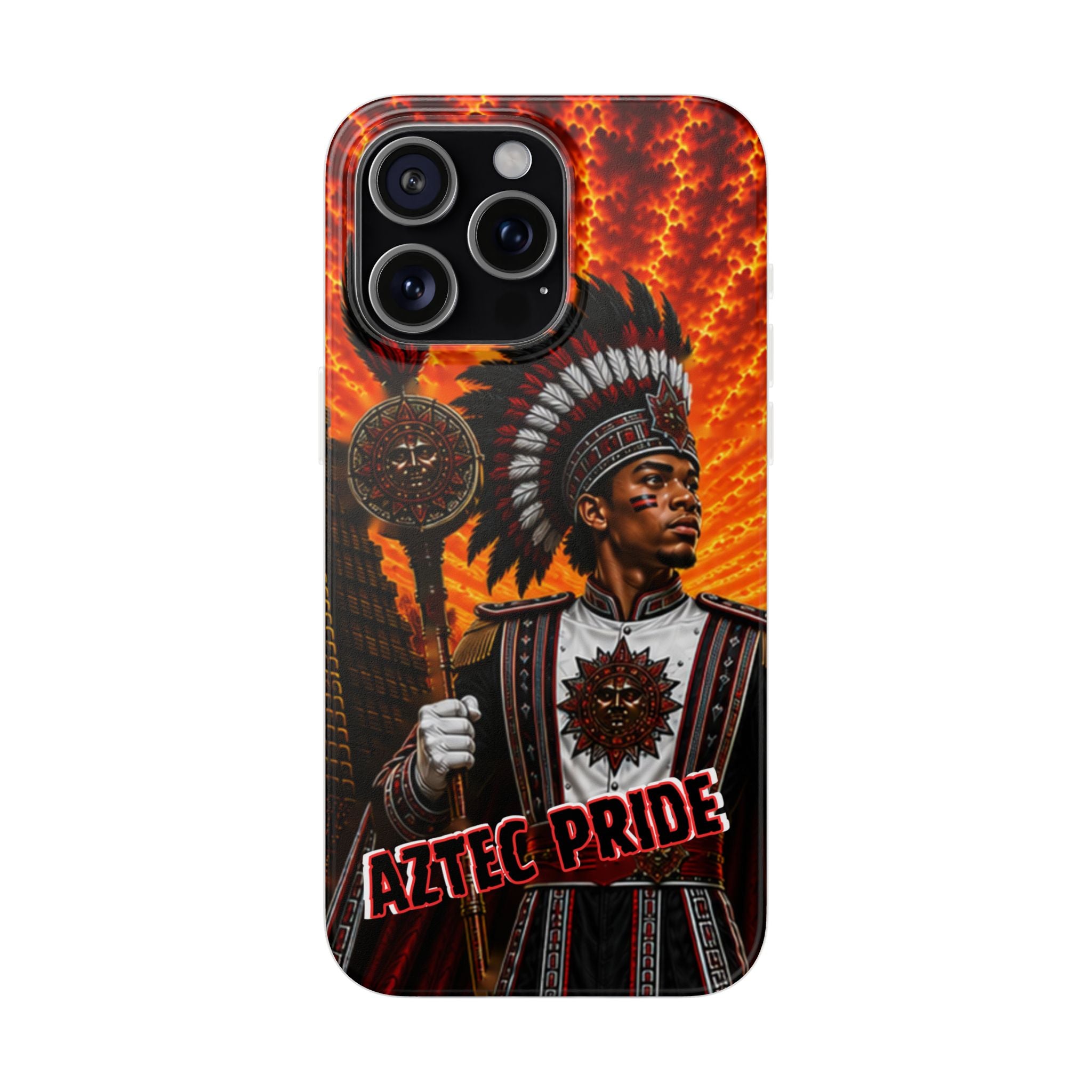 Aztec Drum Major Warrior – Flexi Phone Case (iPhone & Samsung • Clear TPU • Made & Shipped in the USA • 🚚 FREE USA Shipping • Personalized Option)