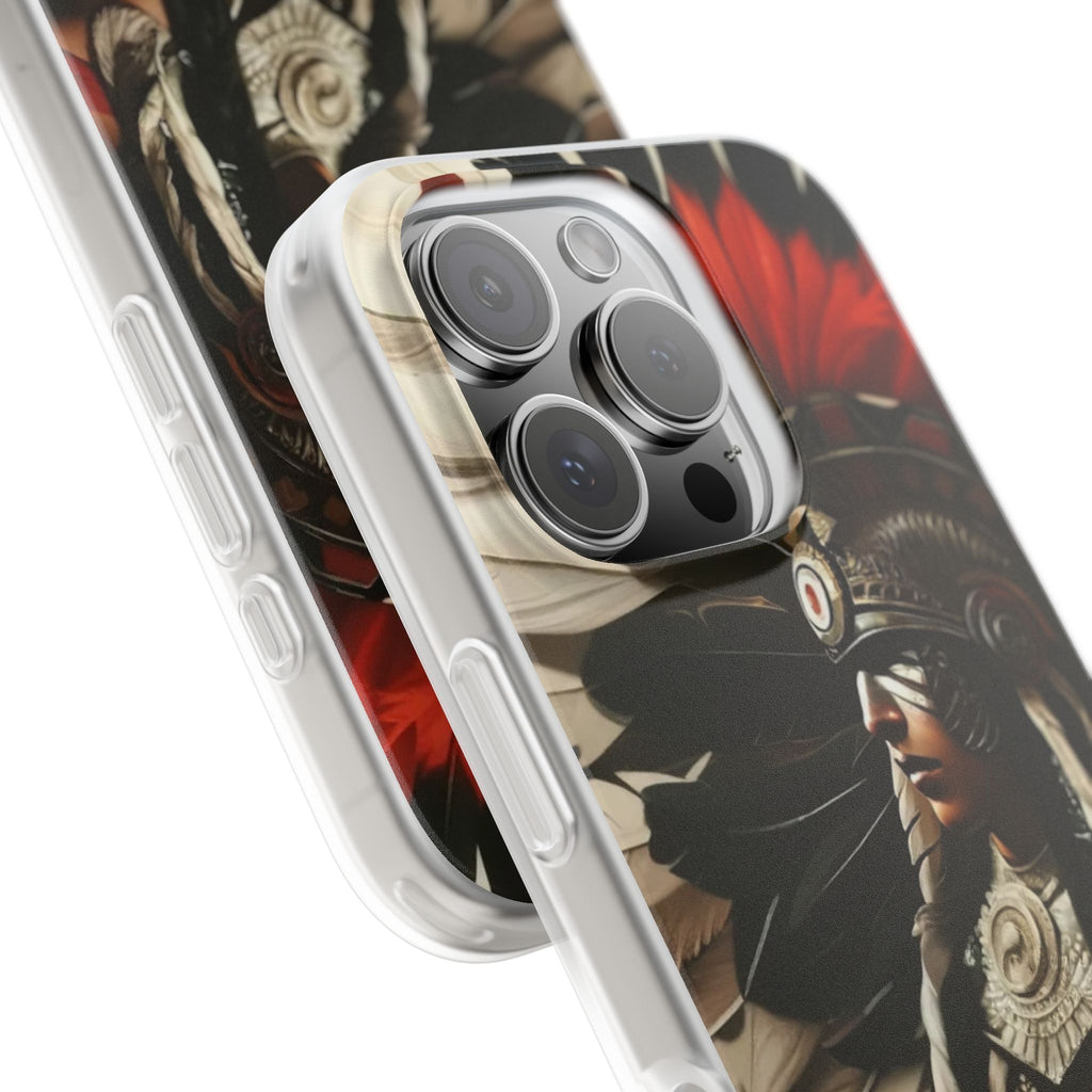 Aztec Fierce Warrior – Flexi Phone Case (iPhone & Samsung • Clear TPU • Made in USA • Personalized Option)