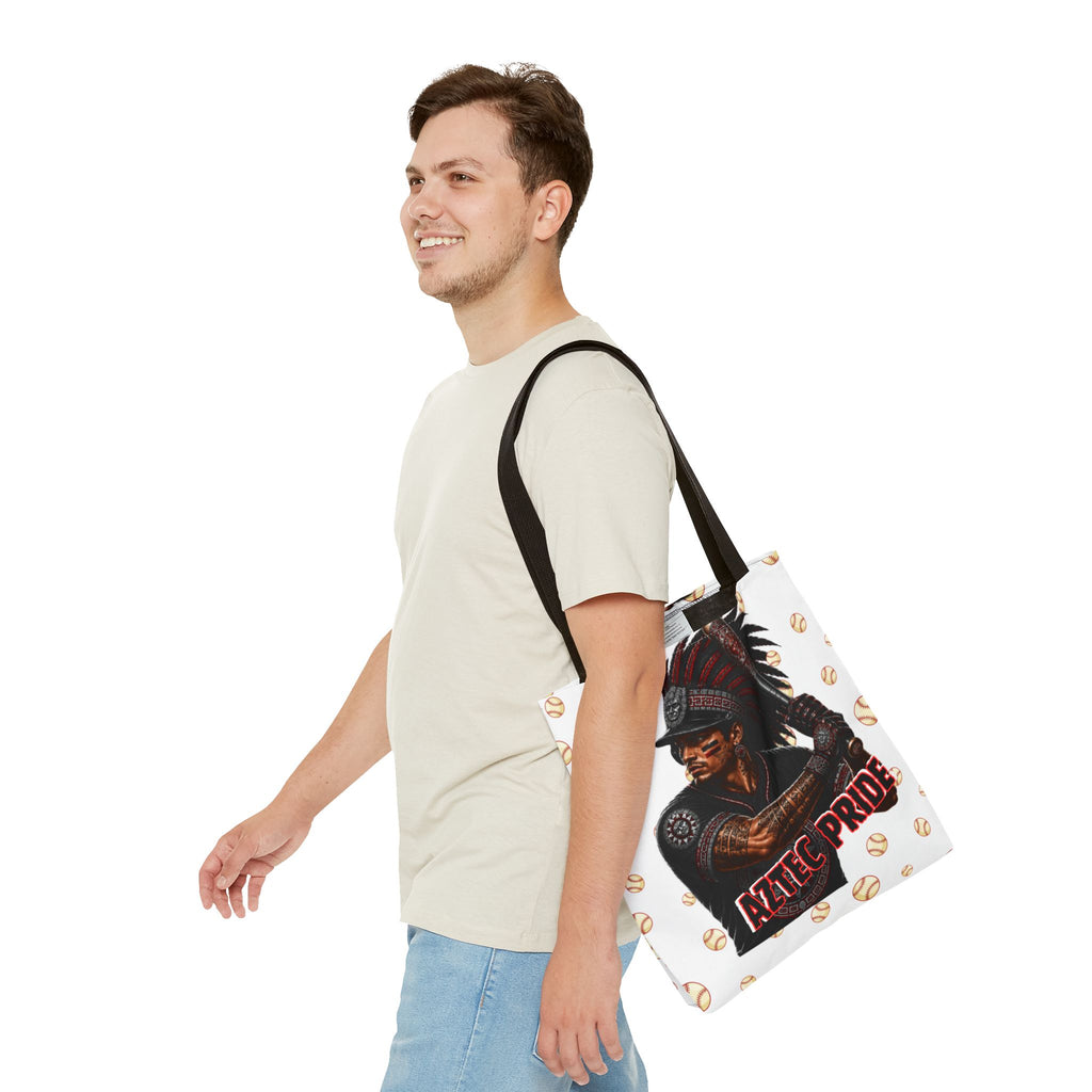 Aztec Baseball Warrior Tote Bag | Aztec-Inspired AI Art • Made & Shipped in the USA • 🚚 FREE USA Shipping • FREE Personalization