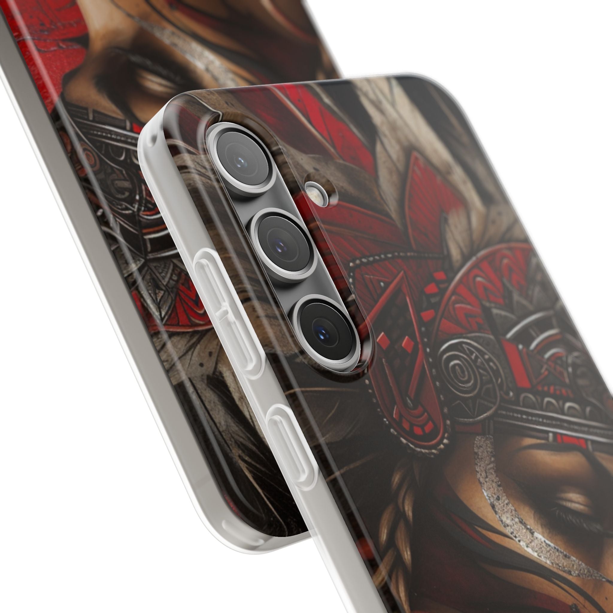 Aztec Sun Goddess – Flexi Phone Case (iPhone & Samsung • Clear TPU • Made in USA • Personalized Option)