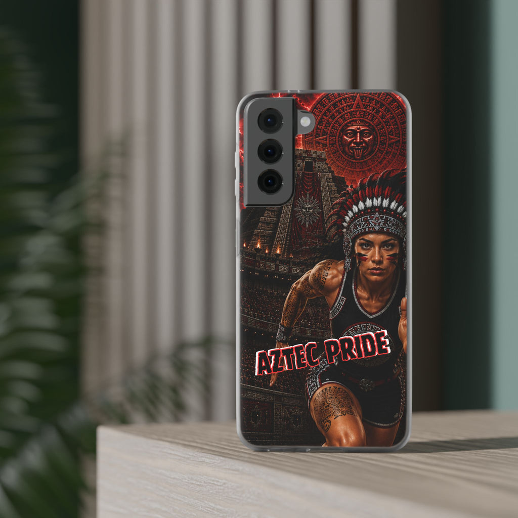 Aztec Track & Field Female Warrior – Flexi Phone Case (iPhone & Samsung • Clear TPU • Made & Shipped in the USA • 🚚 FREE USA Shipping • Personalized Option)