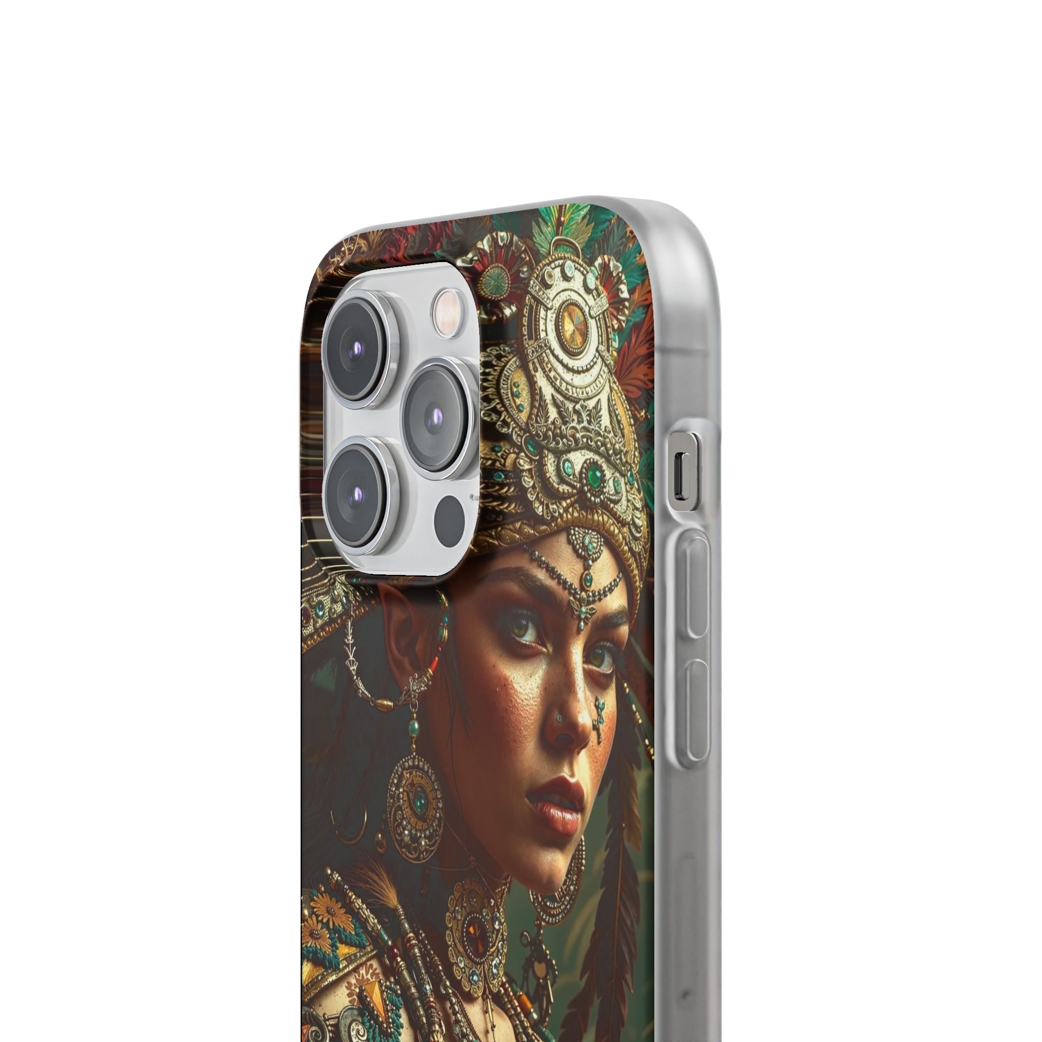 Aztec Warrior Goddess – Flexi Phone Case (iPhone & Samsung • Clear TPU • Made in USA • Personalized Option)