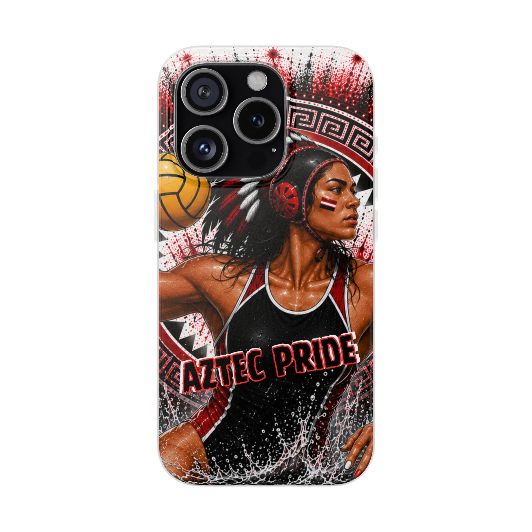 Aztec Water Polo Warrior – Flexi Phone Case (iPhone & Samsung • Clear TPU • Made in USA • Personalized Option)