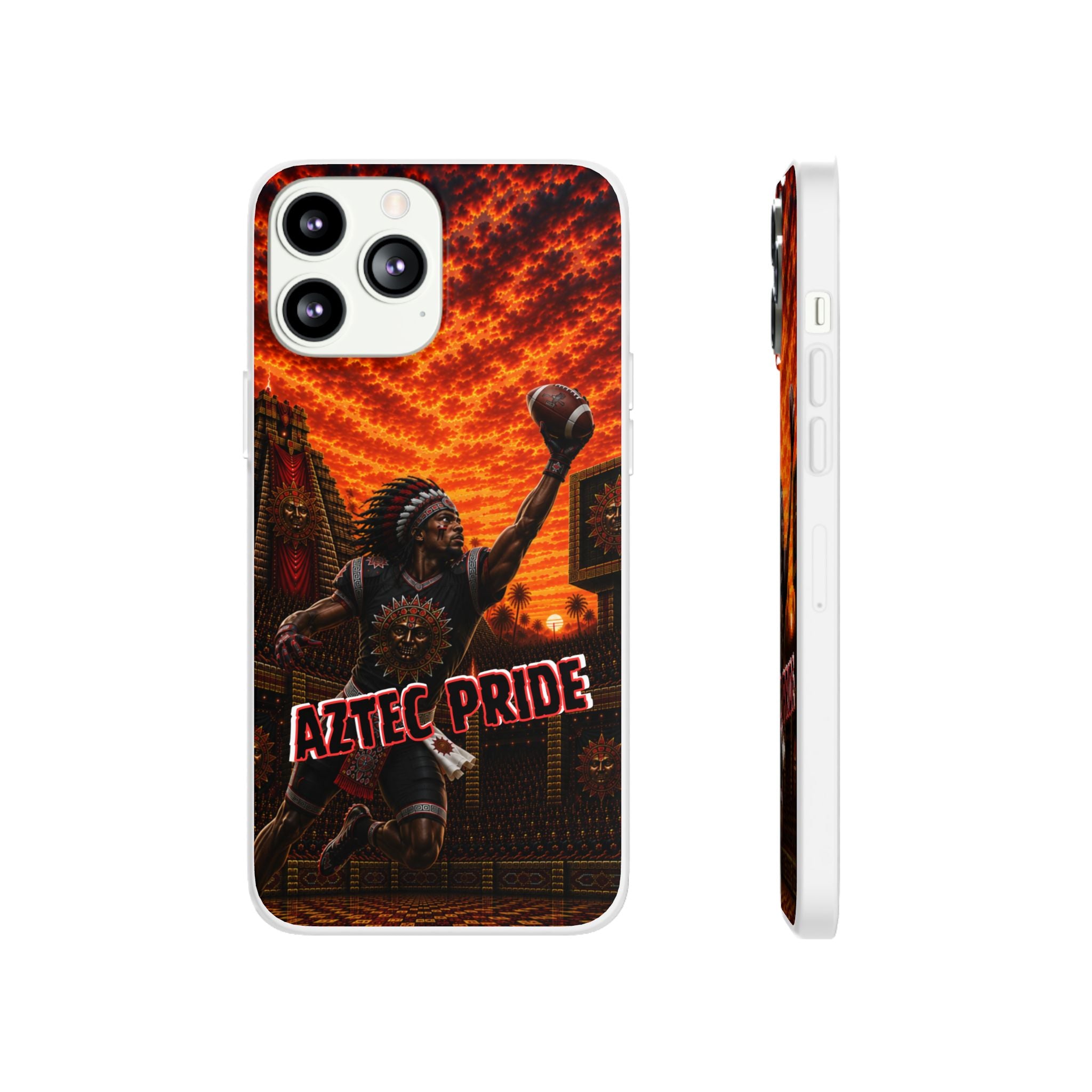 Aztec Football Warrior – Flexi Phone Case (iPhone & Samsung • Clear TPU • Made & Shipped in the USA • 🚚 FREE USA Shipping • Personalized Option)