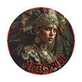 Aztec Warrior Goddess Round Vinyl Sticker – Waterproof Matte Decal (2”–6”)