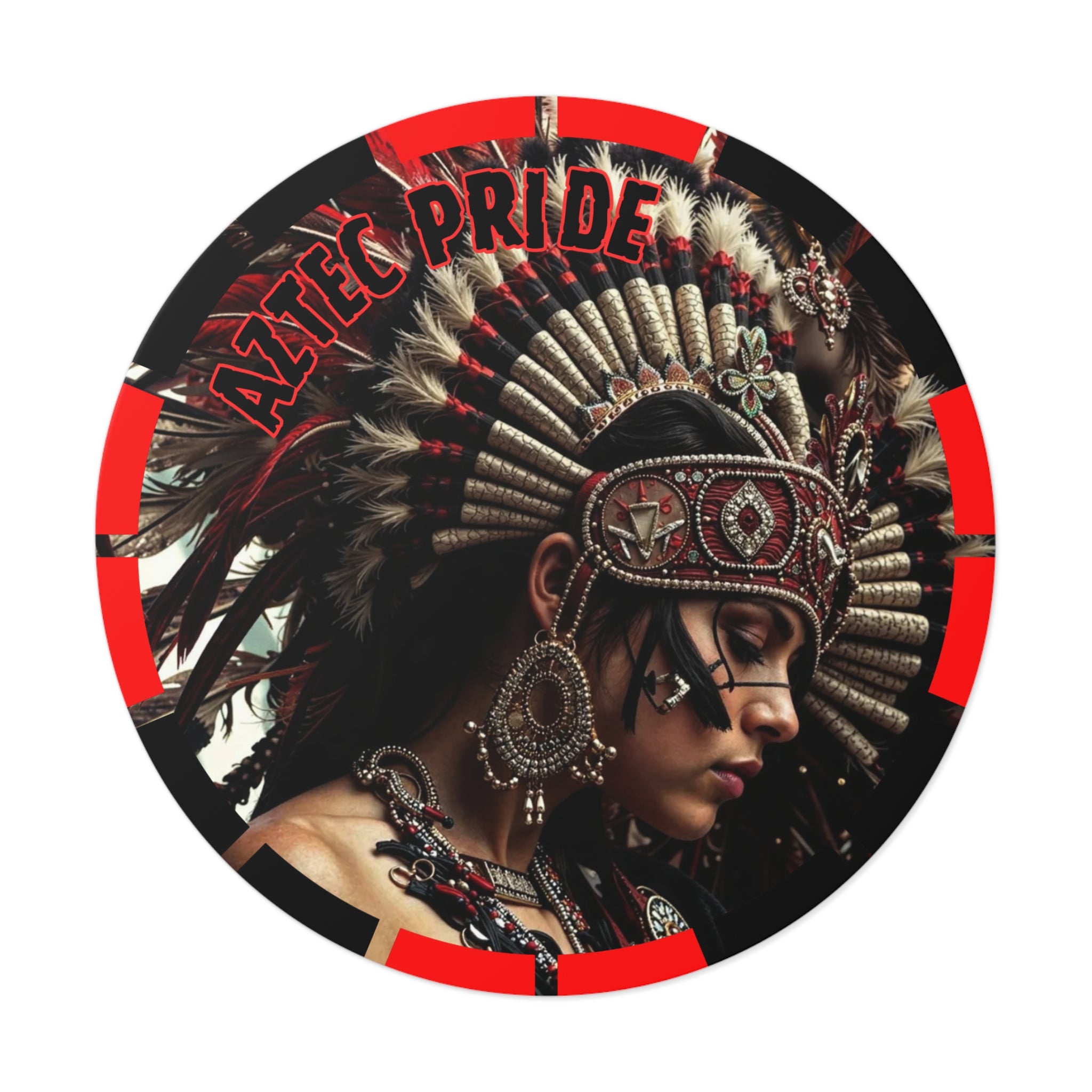 Aztec Goddess Spirit Round Vinyl Sticker – Waterproof Matte Decal (2”–6”)