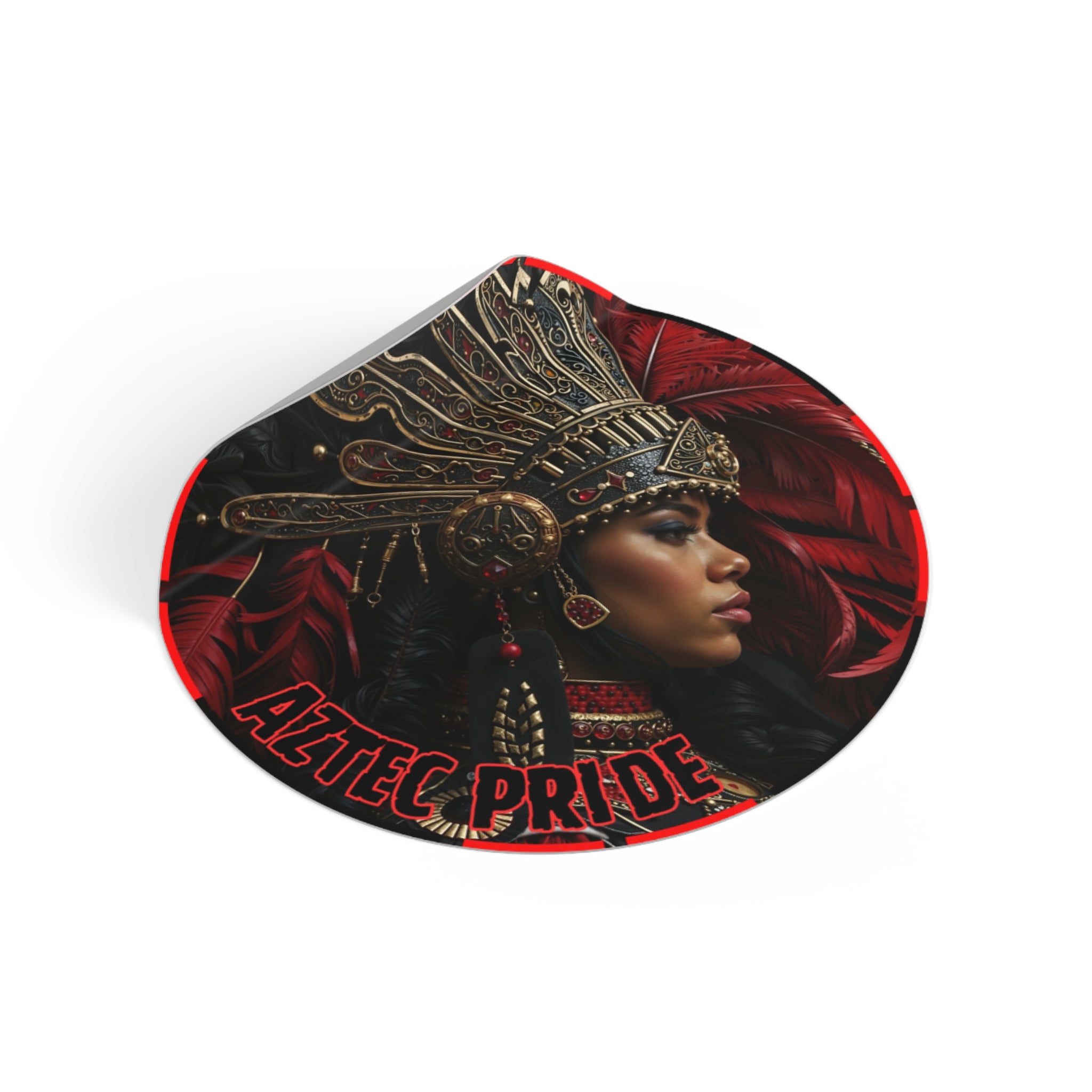 Aztec Lioness Queen Round Vinyl Sticker – Waterproof Matte Decal (2”–6”)