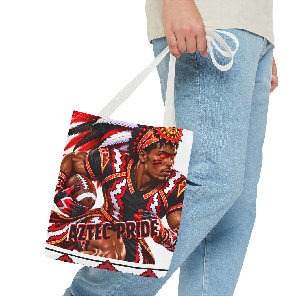 Aztec Football RB Warrior Tote Bag | Aztec-Inspired AI Art • Made & Shipped in the USA • 🚚 FREE USA Shipping • FREE Personalization