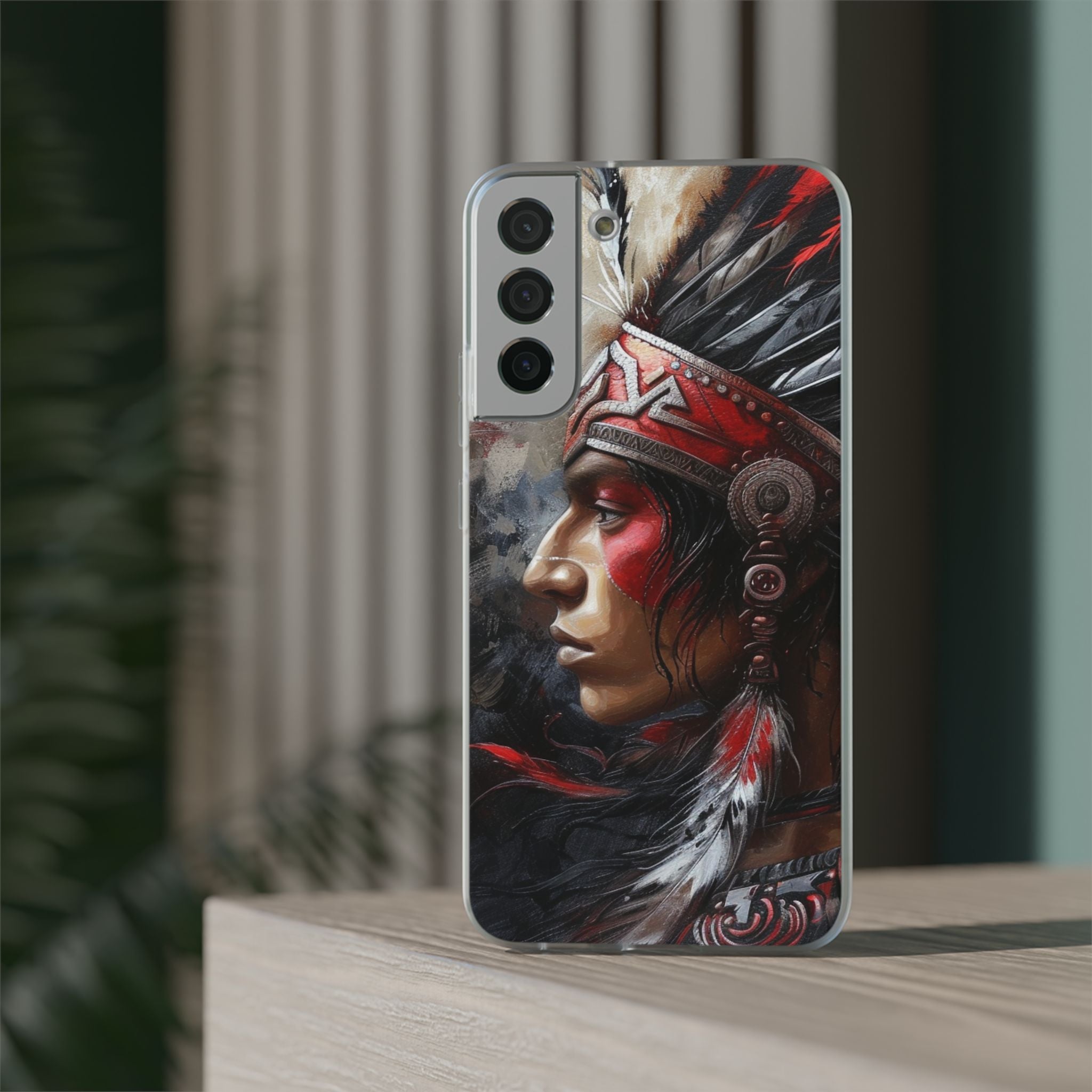 Aztec Silent Warrior – Flexi Phone Case (iPhone & Samsung • Clear TPU • Made in USA • Personalized Option)