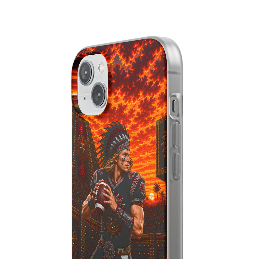 Aztec Football Warrior – Flexi Phone Case (iPhone & Samsung • Clear TPU • Made & Shipped in the USA • 🚚 FREE USA Shipping • Personalized Option)