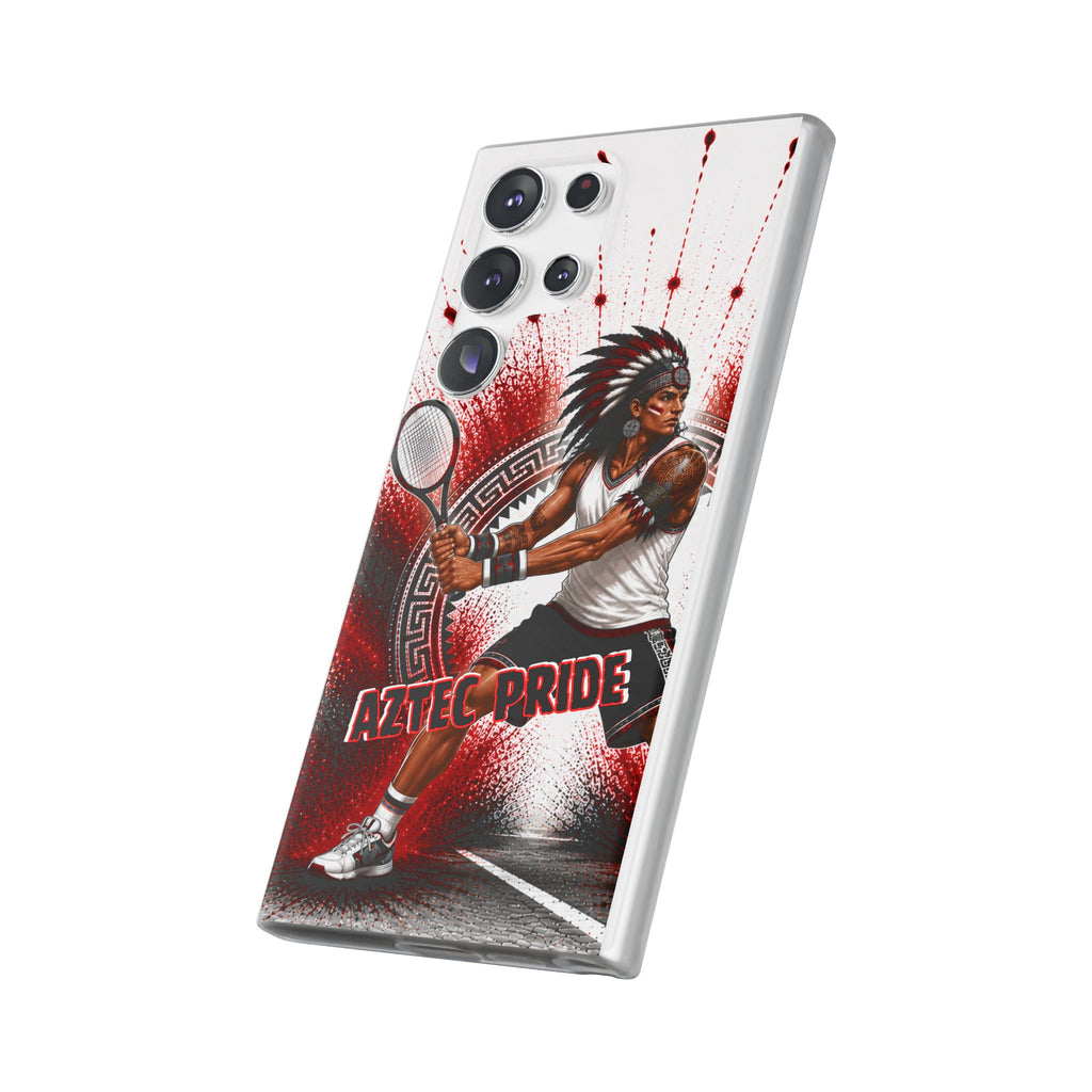 Aztec Tennis Male Warrior – Flexi Phone Case (iPhone & Samsung • Clear TPU • Made & Shipped in the USA • 🚚 FREE USA Shipping • Personalized Option)