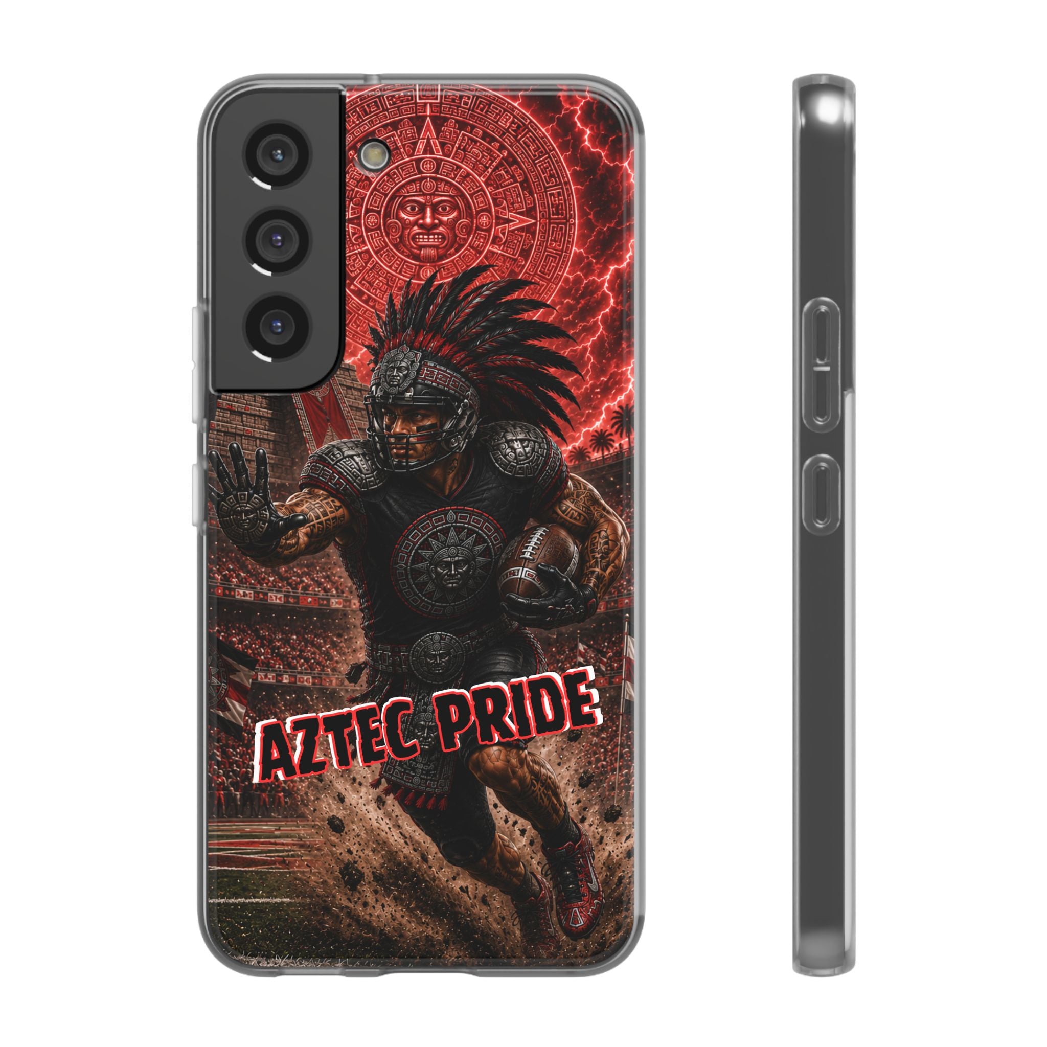 Aztec Football Warrior – Flexi Phone Case (iPhone & Samsung • Clear TPU • Made in USA • Personalized Option)