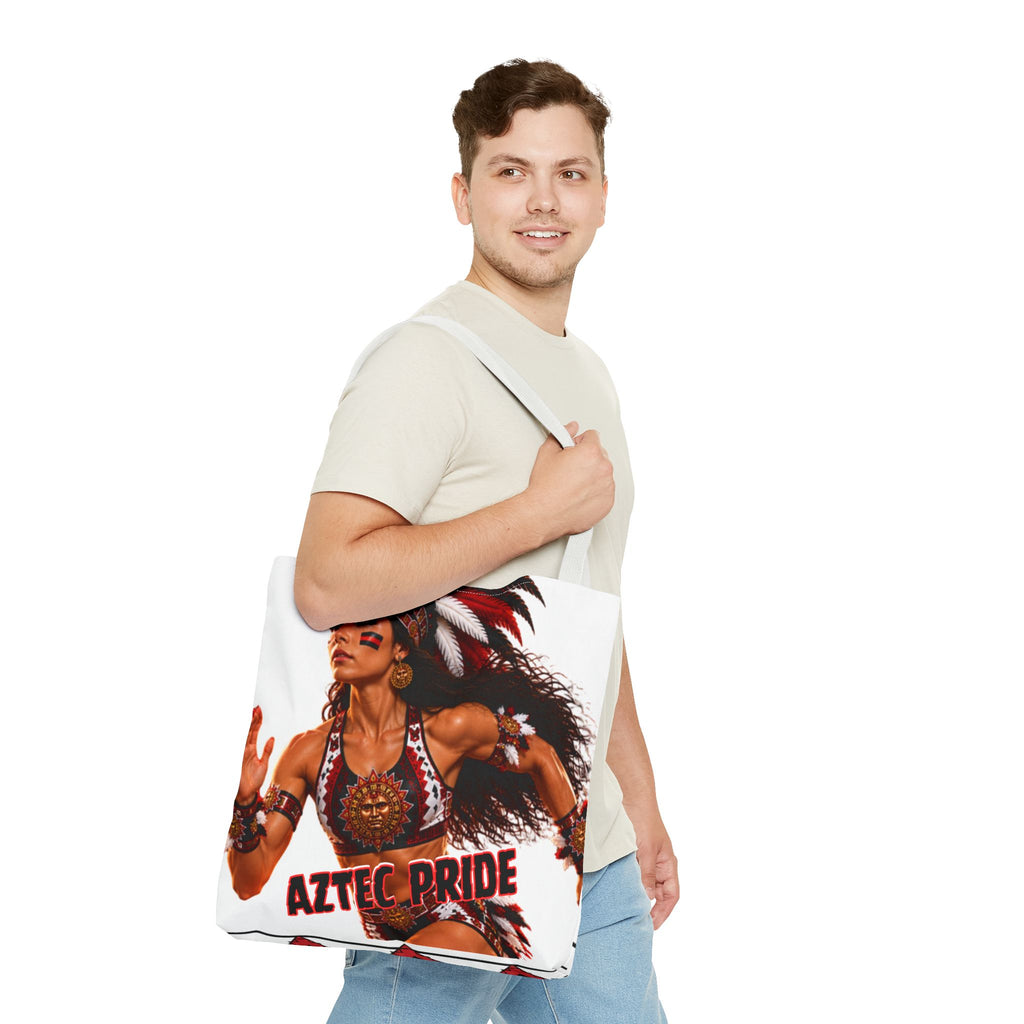 Aztec Track Female Warrior Tote Bag | Aztec-Inspired AI Art • Made & Shipped in the USA • 🚚 FREE USA Shipping • FREE Personalization