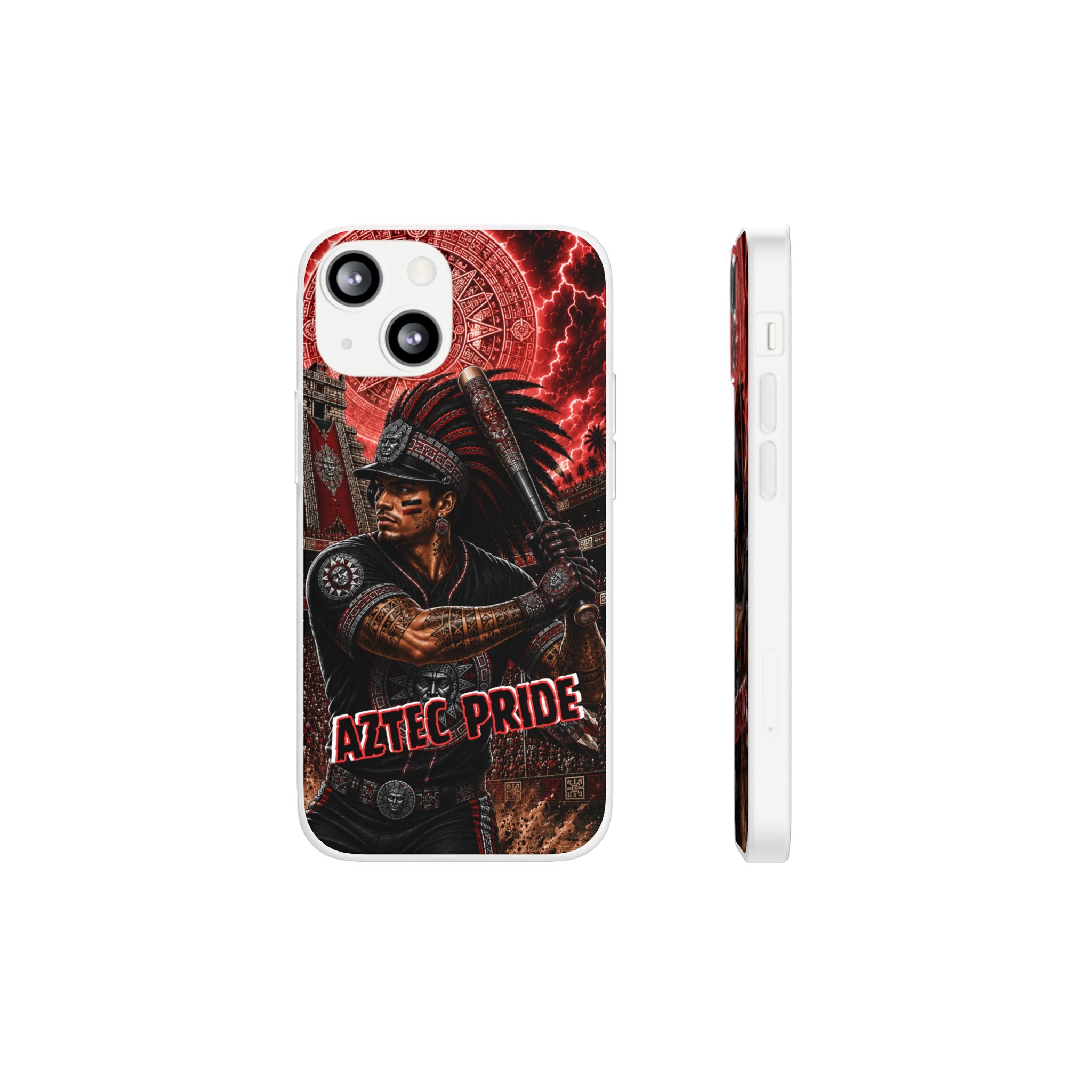 Aztec Baseball Warrior – Flexi Phone Case (iPhone & Samsung • Clear TPU • Made & Shipped in the USA • 🚚 FREE USA Shipping • Personalized Option)