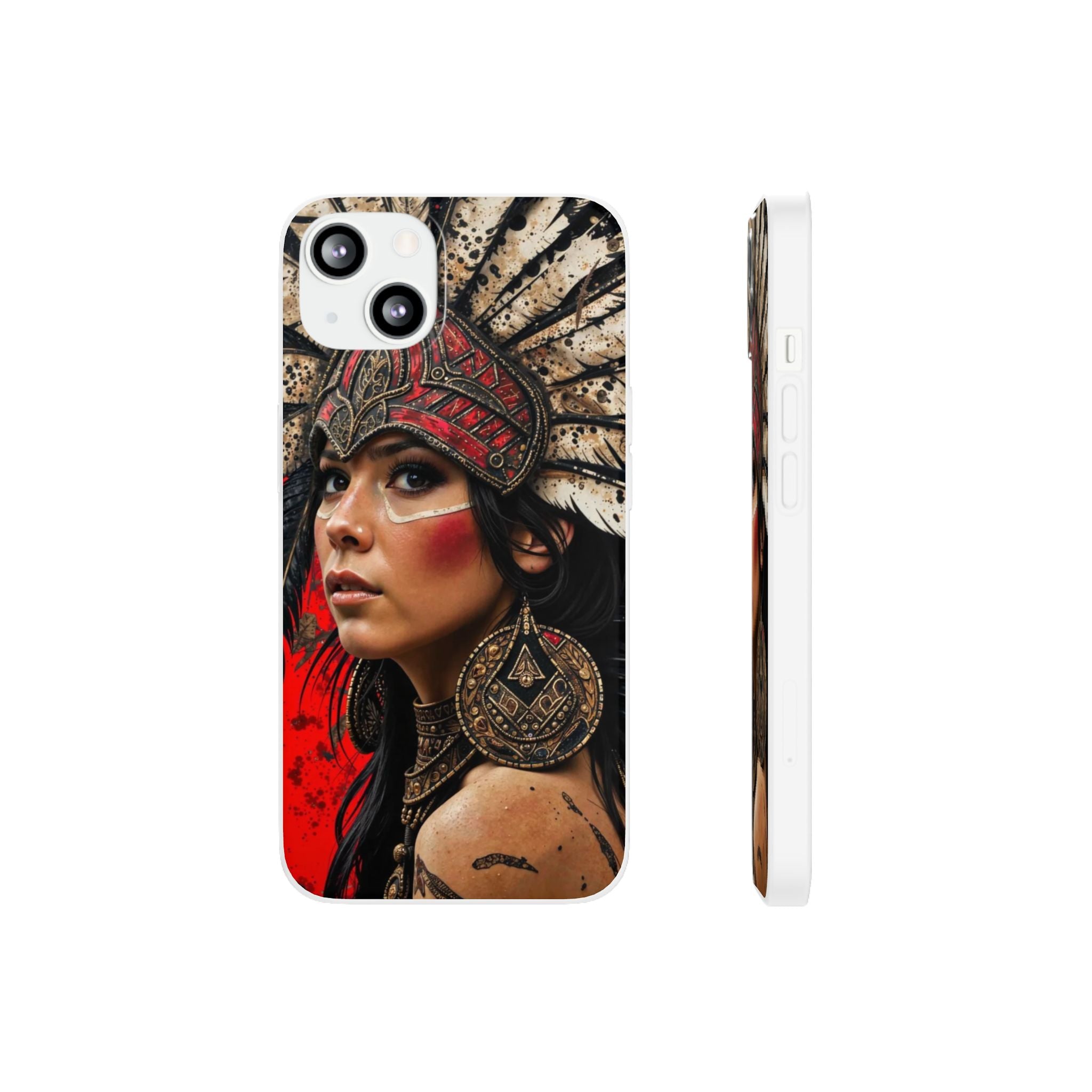 Aztec Moon Goddess – Flexi Phone Case (iPhone & Samsung • Clear TPU • Made in USA • Personalized Option)