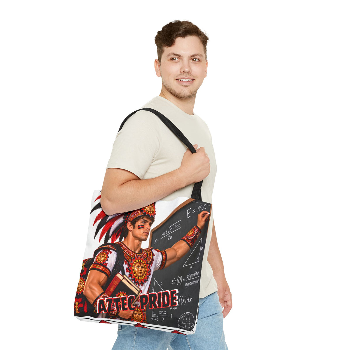 Aztec Mathematician Warrior Tote Bag | Aztec-Inspired AI Art • Made & Shipped in the USA • 🚚 FREE USA Shipping • FREE Personalization